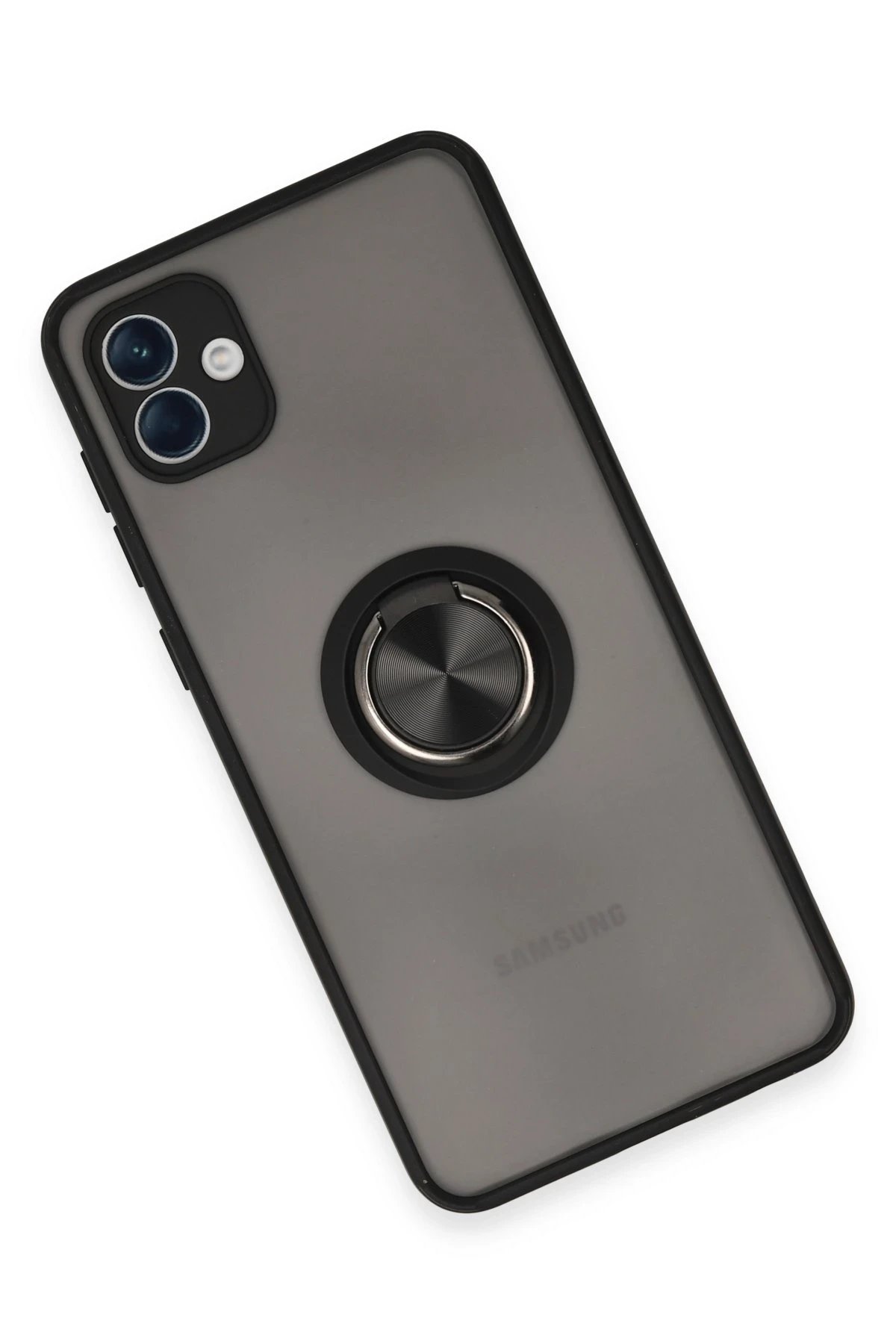 Newface Samsung Galaxy A04 Kılıf Montreal Yüzüklü Silikon Kapak - Siyah