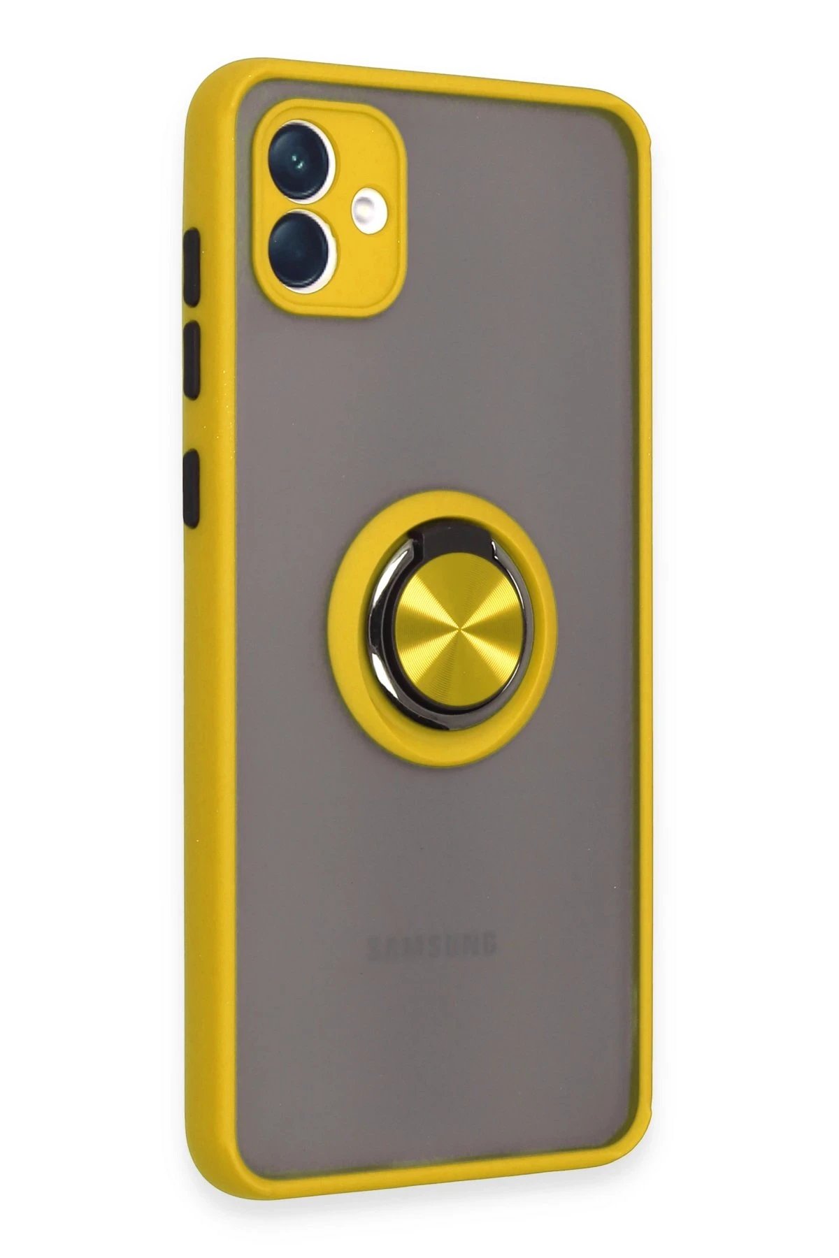 Newface Samsung Galaxy A04 Kılıf Montreal Yüzüklü Silikon Kapak - Sarı