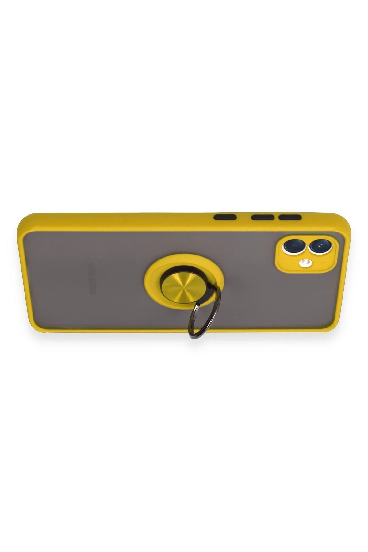 Newface Samsung Galaxy A04 Kılıf Montreal Yüzüklü Silikon Kapak - Sarı