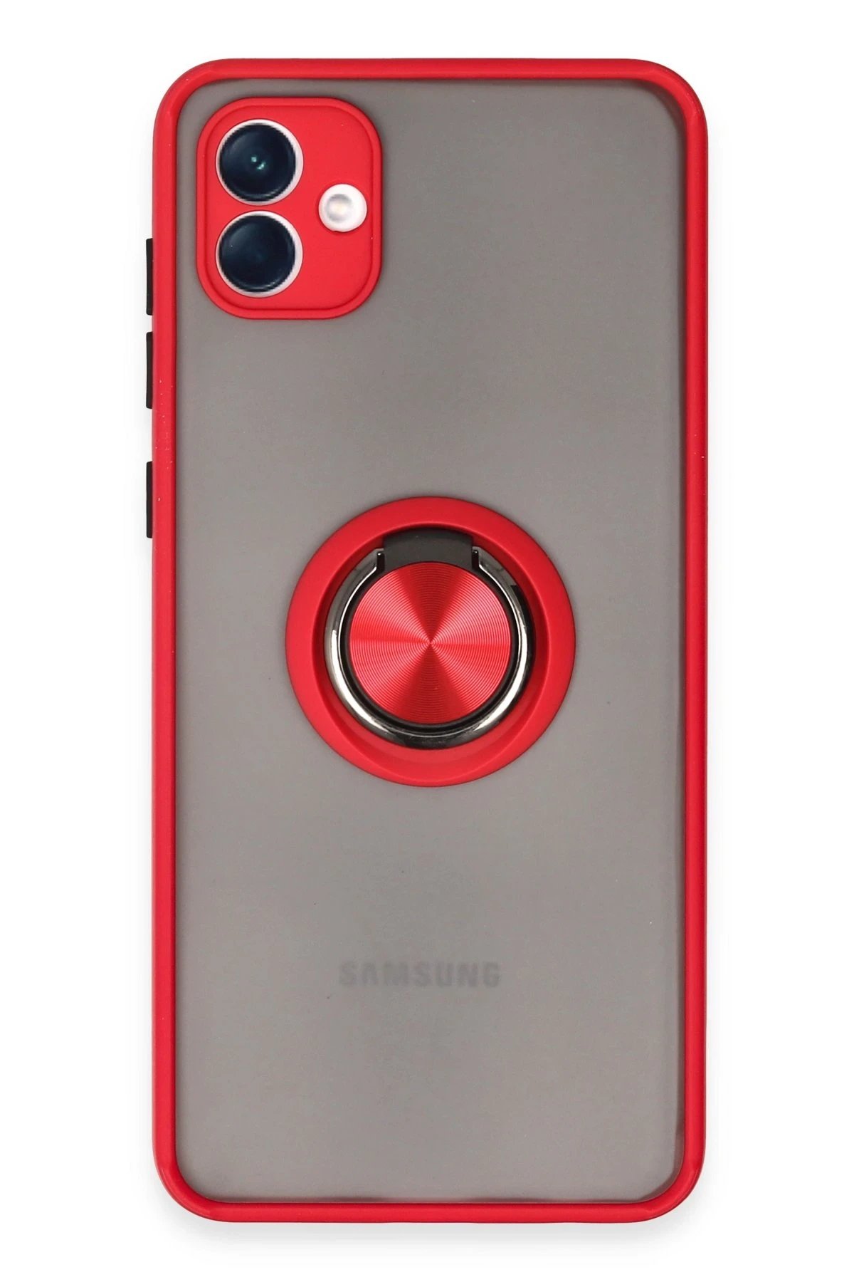 Newface Samsung Galaxy A04 Kılıf Montreal Yüzüklü Silikon Kapak - Kırmızı