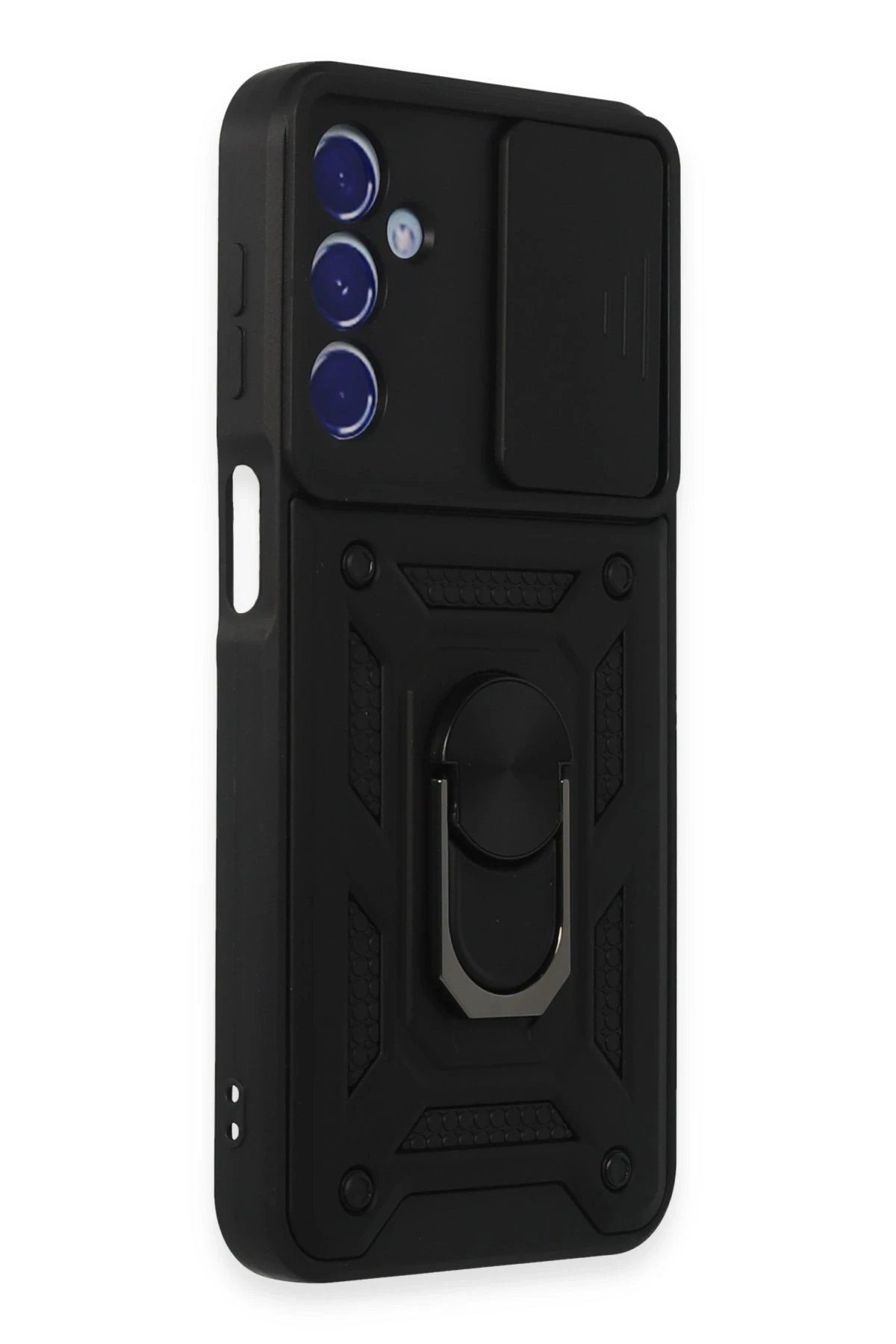 Newface Samsung Galaxy M34 5G Kılıf Pars Lens Yüzüklü Silikon - Siyah