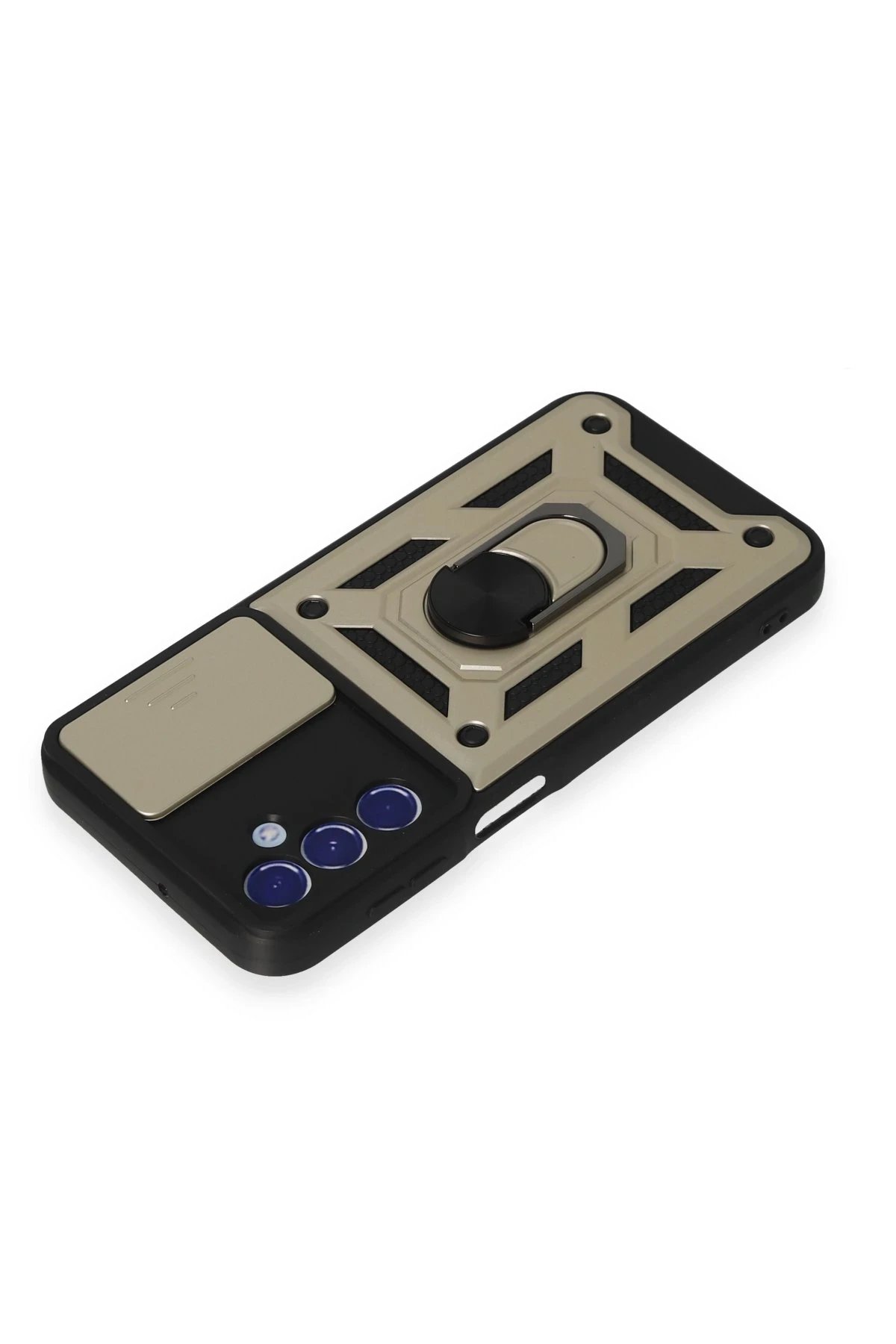 Newface Samsung Galaxy M34 5G Kılıf Pars Lens Yüzüklü Silikon - Gold