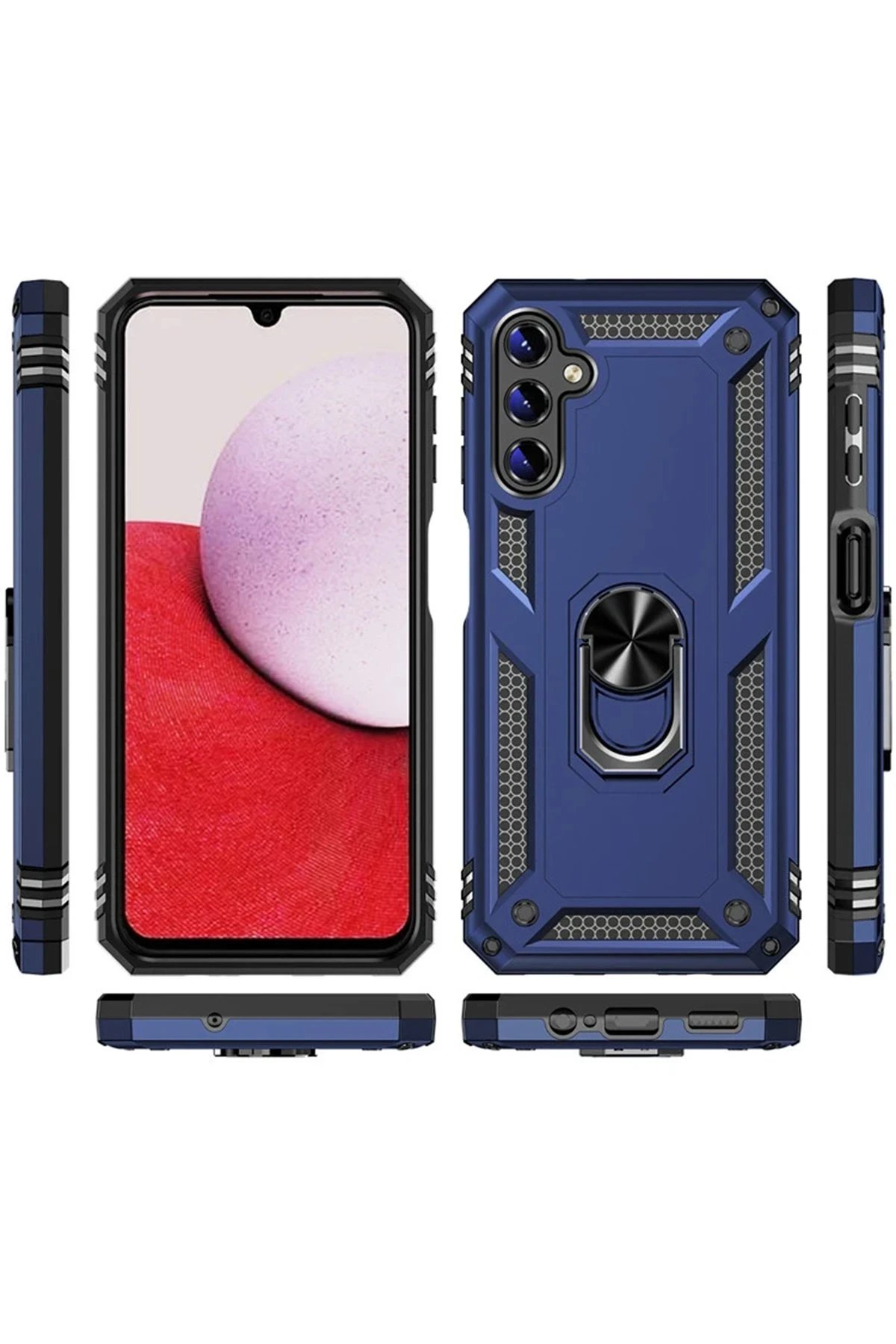 Newface Samsung Galaxy A04S Kılıf Sofya Yüzüklü Silikon Kapak - Siyah