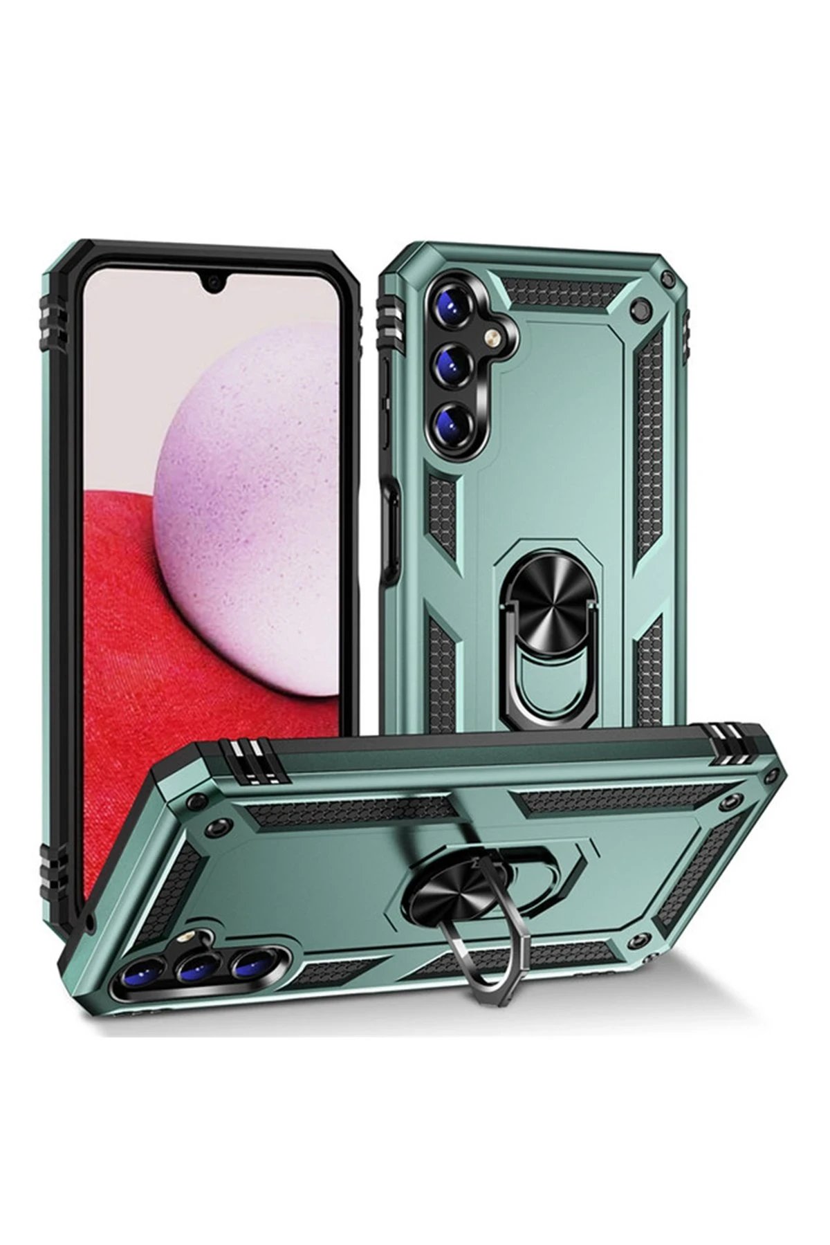 Newface Samsung Galaxy A04S Kılıf Sofya Yüzüklü Silikon Kapak - Yeşil