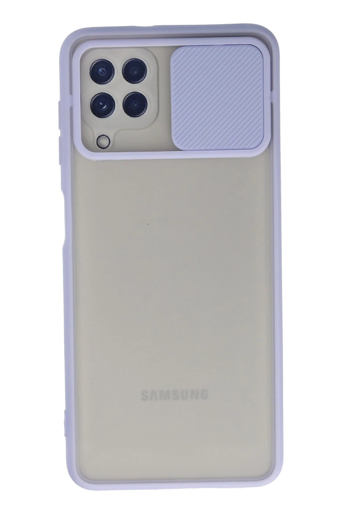 Newface Samsung Galaxy A22 Kılıf Palm Buzlu Kamera Sürgülü Silikon - Lila