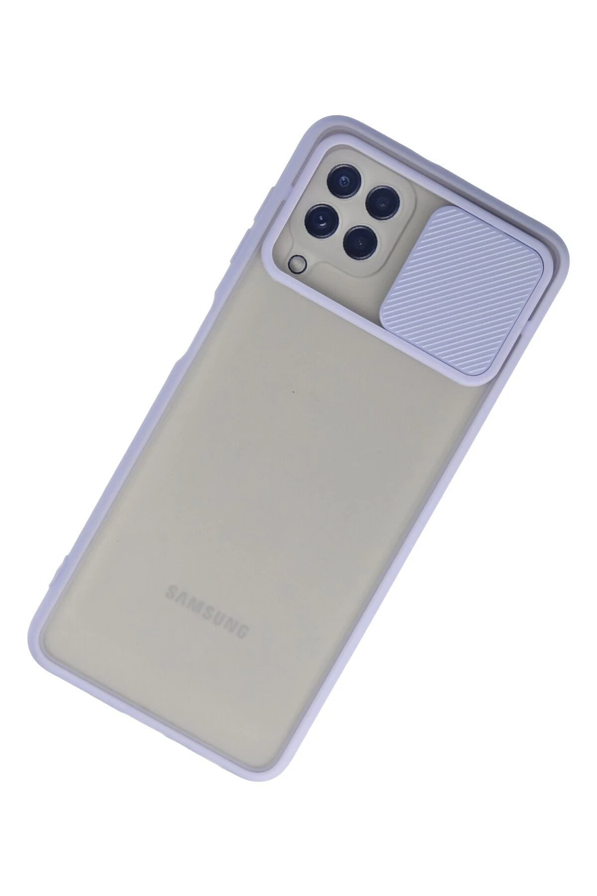 Newface Samsung Galaxy A22 Kılıf Palm Buzlu Kamera Sürgülü Silikon - Lila