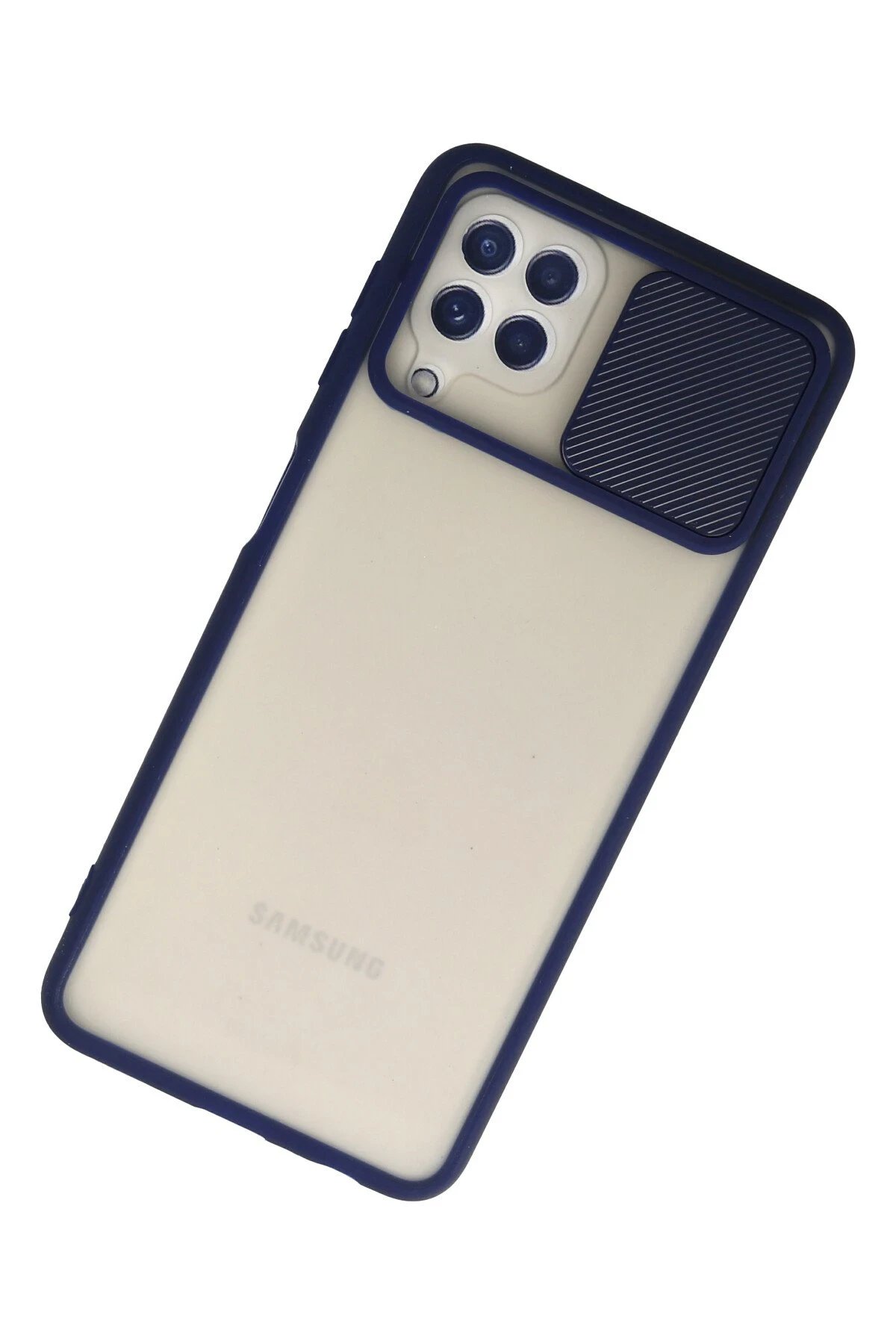 Newface Samsung Galaxy A22 Kılıf Palm Buzlu Kamera Sürgülü Silikon - Lacivert