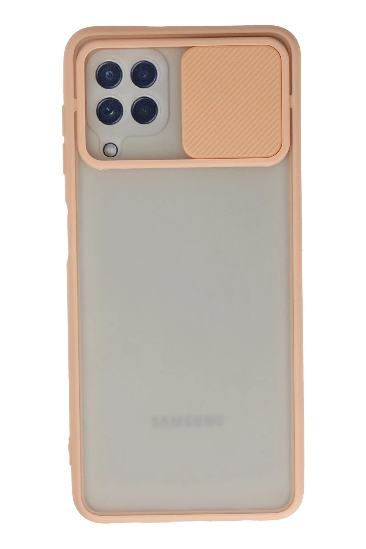Newface Samsung Galaxy A22 Kılıf Palm Buzlu Kamera Sürgülü Silikon - Pembe
