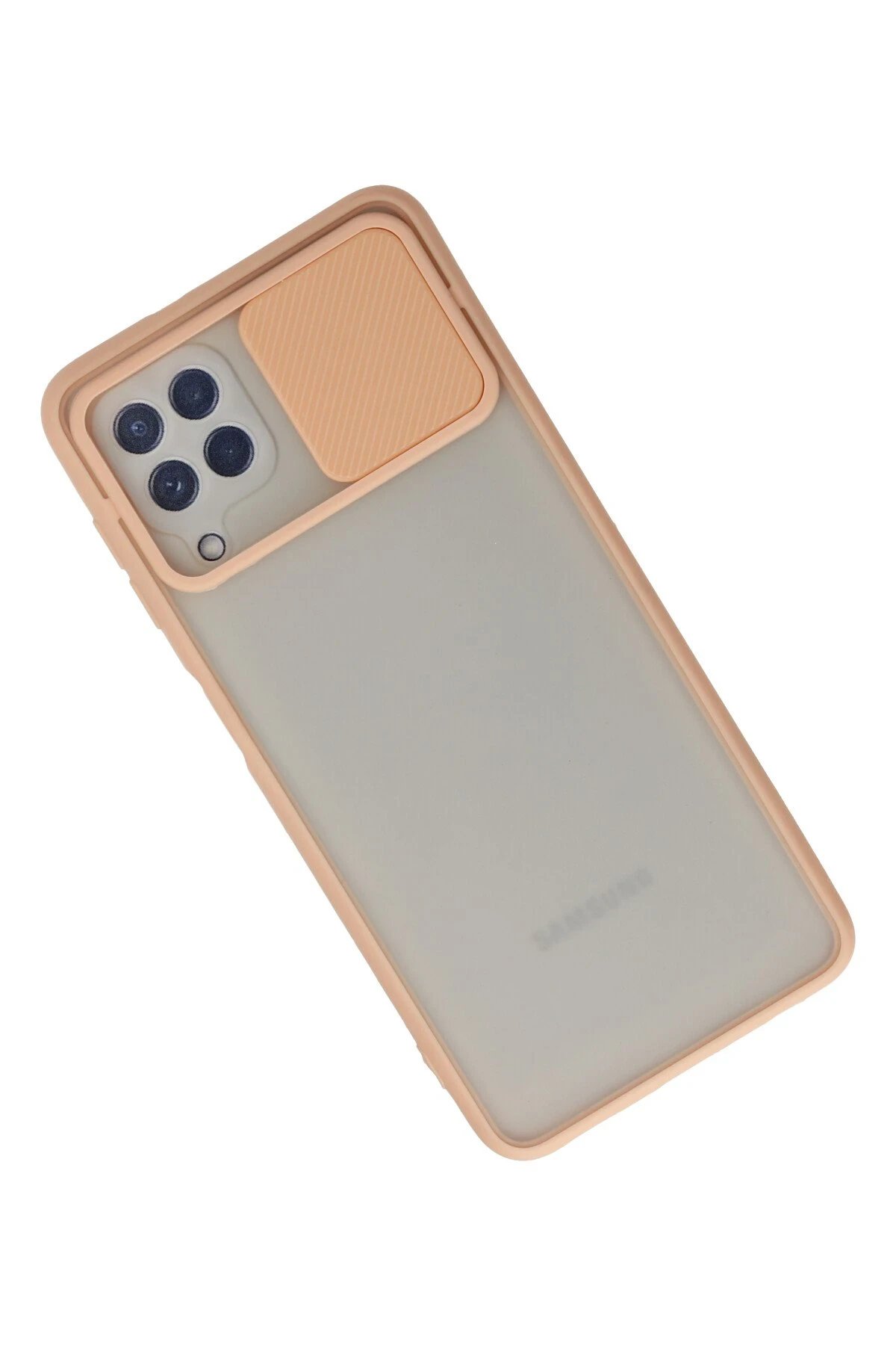 Newface Samsung Galaxy A22 Kılıf Palm Buzlu Kamera Sürgülü Silikon - Pembe