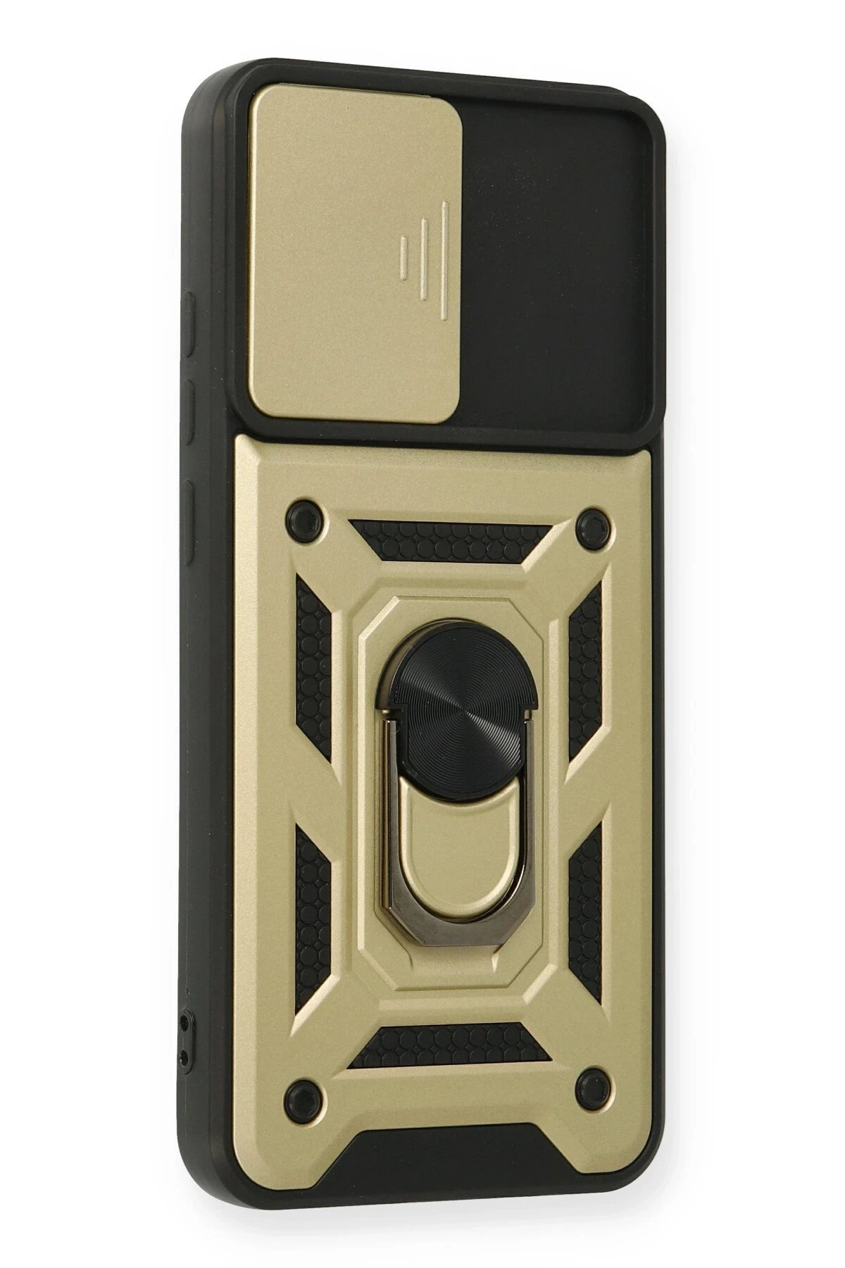 Newface Samsung Galaxy A03S Kılıf Pars Lens Yüzüklü Silikon - Gold