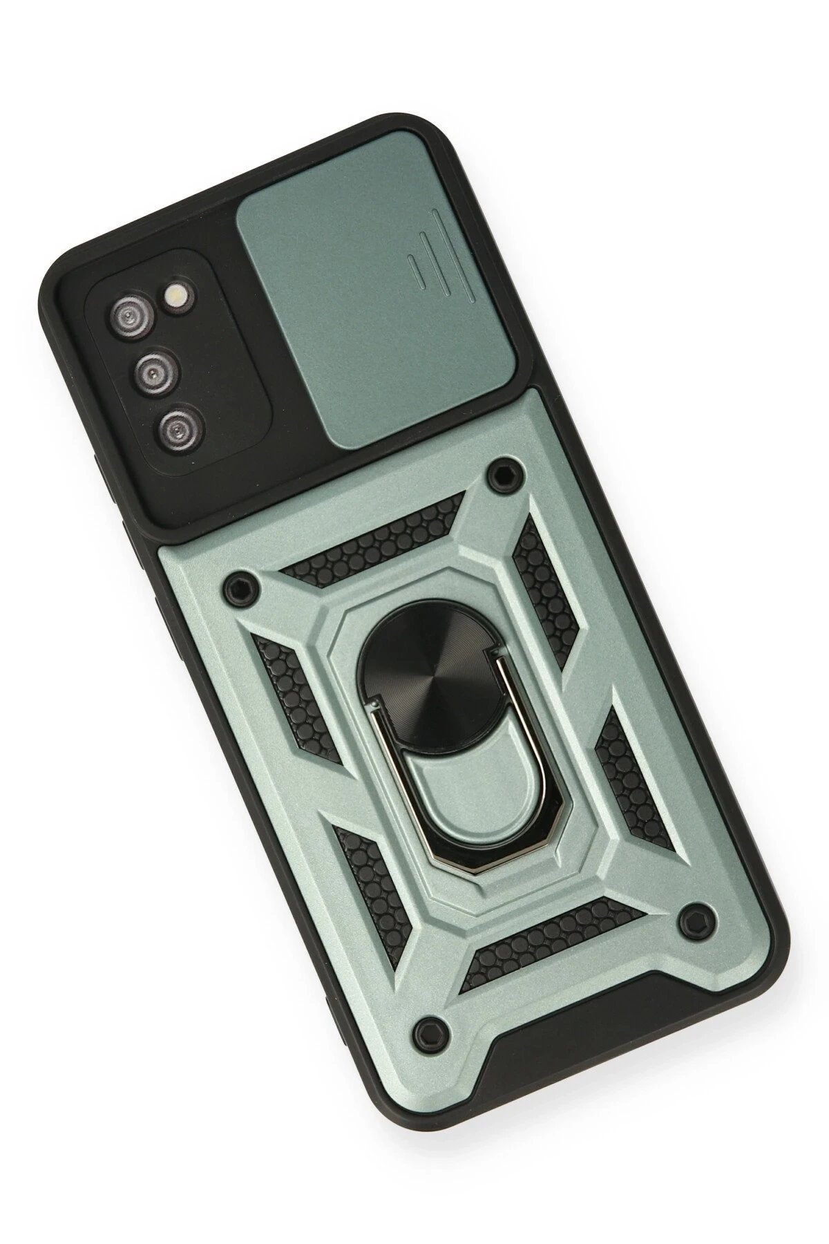 Newface Samsung Galaxy A03S Kılıf Pars Lens Yüzüklü Silikon - Yeşil