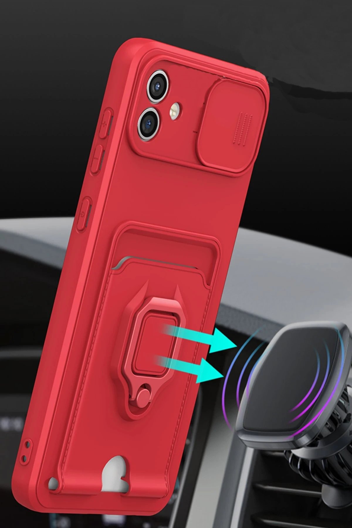 Newface Samsung Galaxy A05 Kılıf Zuma Kartvizitli Yüzüklü Silikon - Siyah