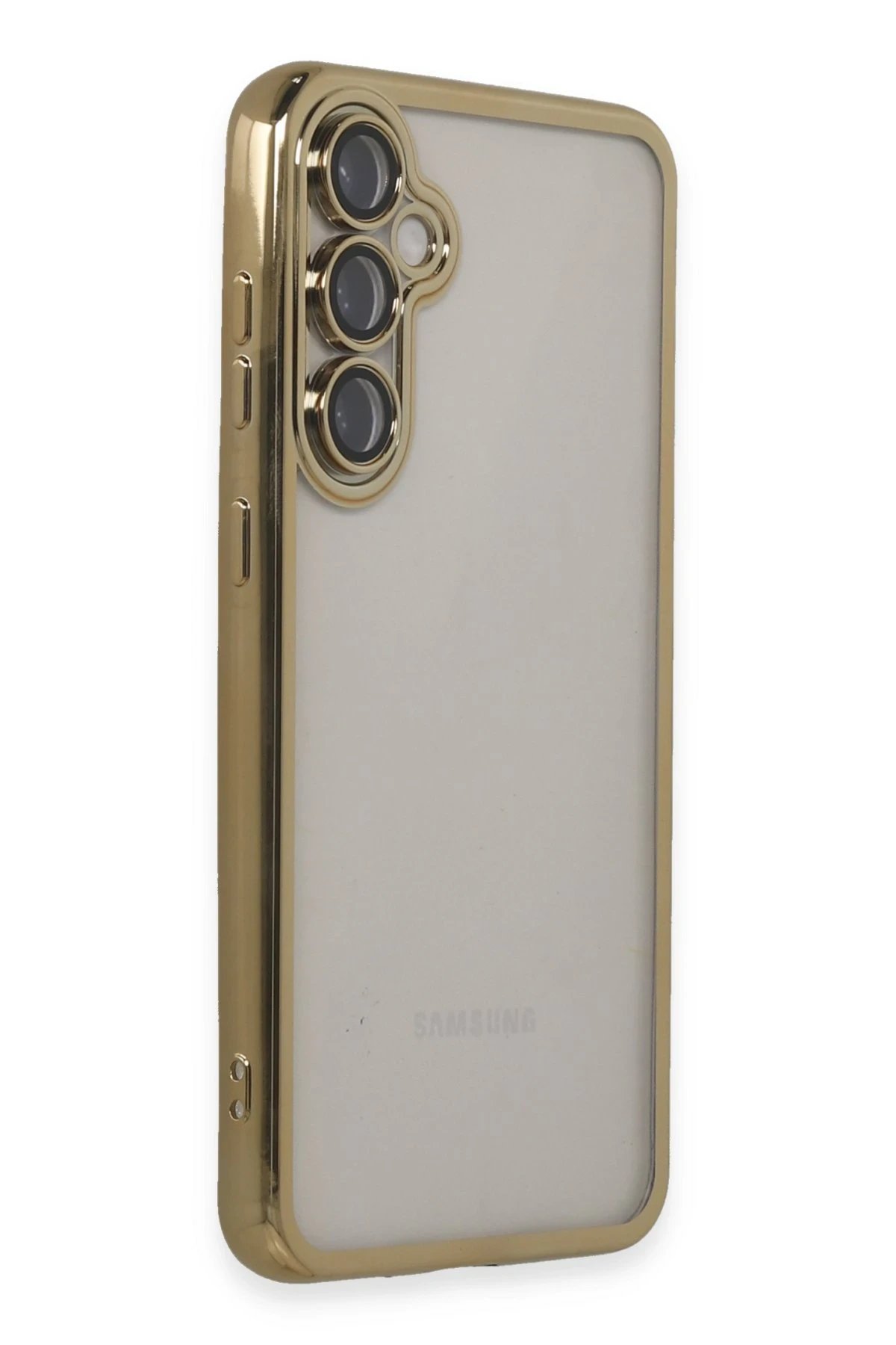 Newface Samsung Galaxy S23 FE Kılıf Razer Lensli Silikon - Gold