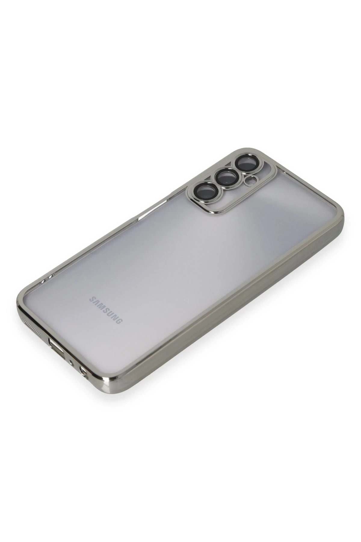 Newface Samsung Galaxy A05S Kılıf Razer Lensli Silikon - Gümüş