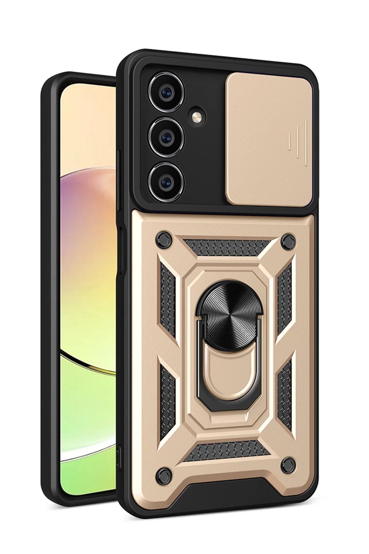 Newface Samsung Galaxy A05 Kılıf Pars Lens Yüzüklü Silikon - Gold