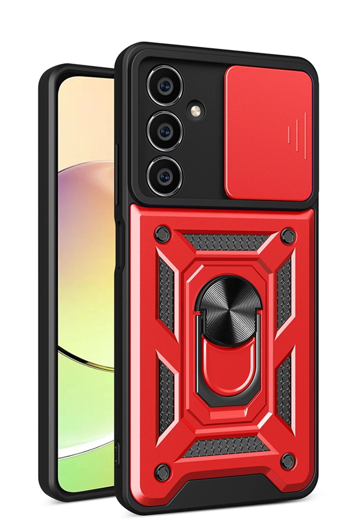 Newface Samsung Galaxy A05S Kılıf Pars Lens Yüzüklü Silikon - Kırmızı