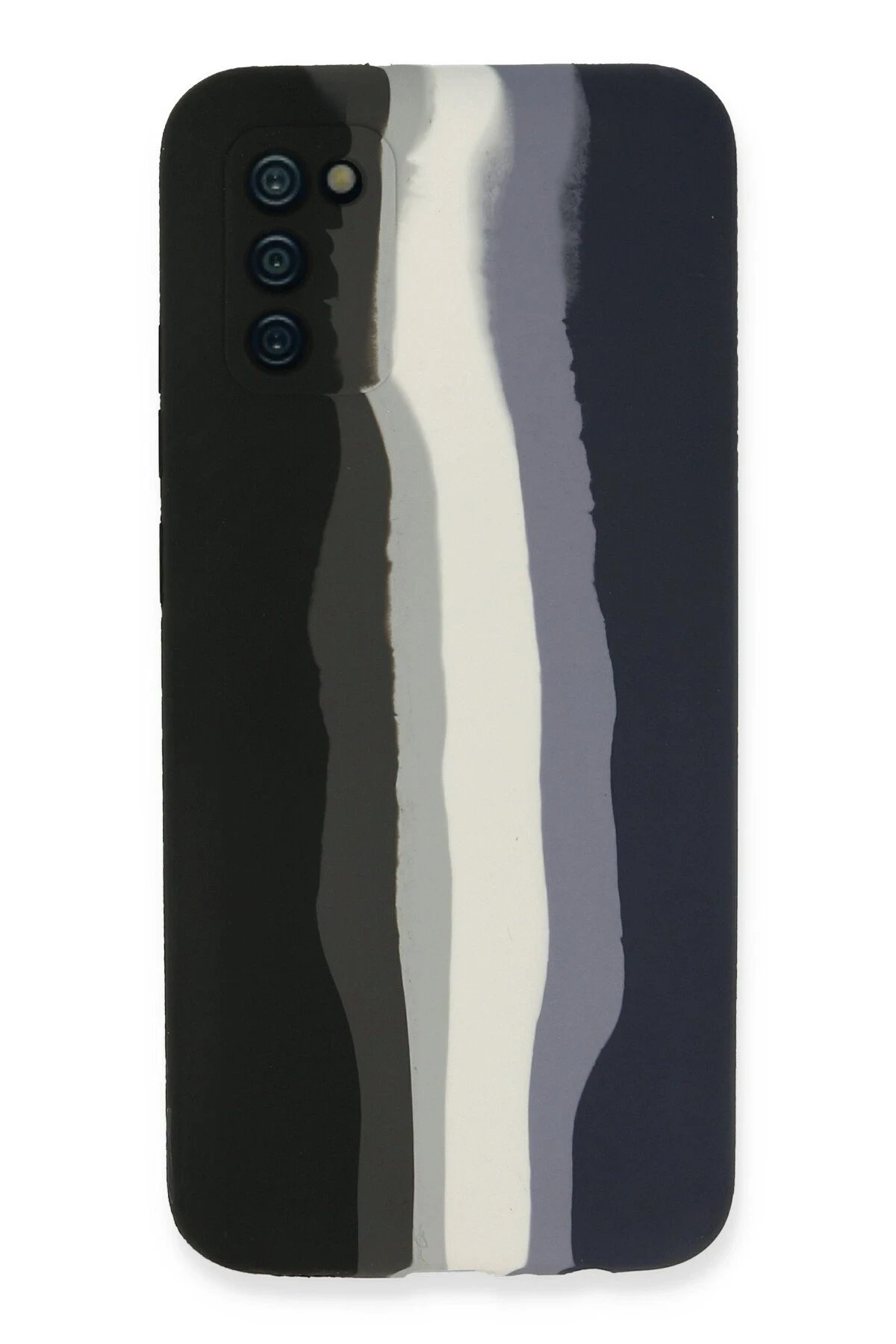 Newface Samsung Galaxy A03S Kılıf Ebruli Lansman Silikon - Siyah-Lacivert