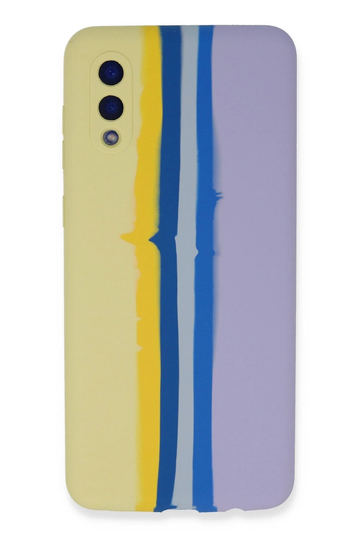 Newface Samsung Galaxy A02 Kılıf Ebruli Lansman Silikon - Sarı-Lila