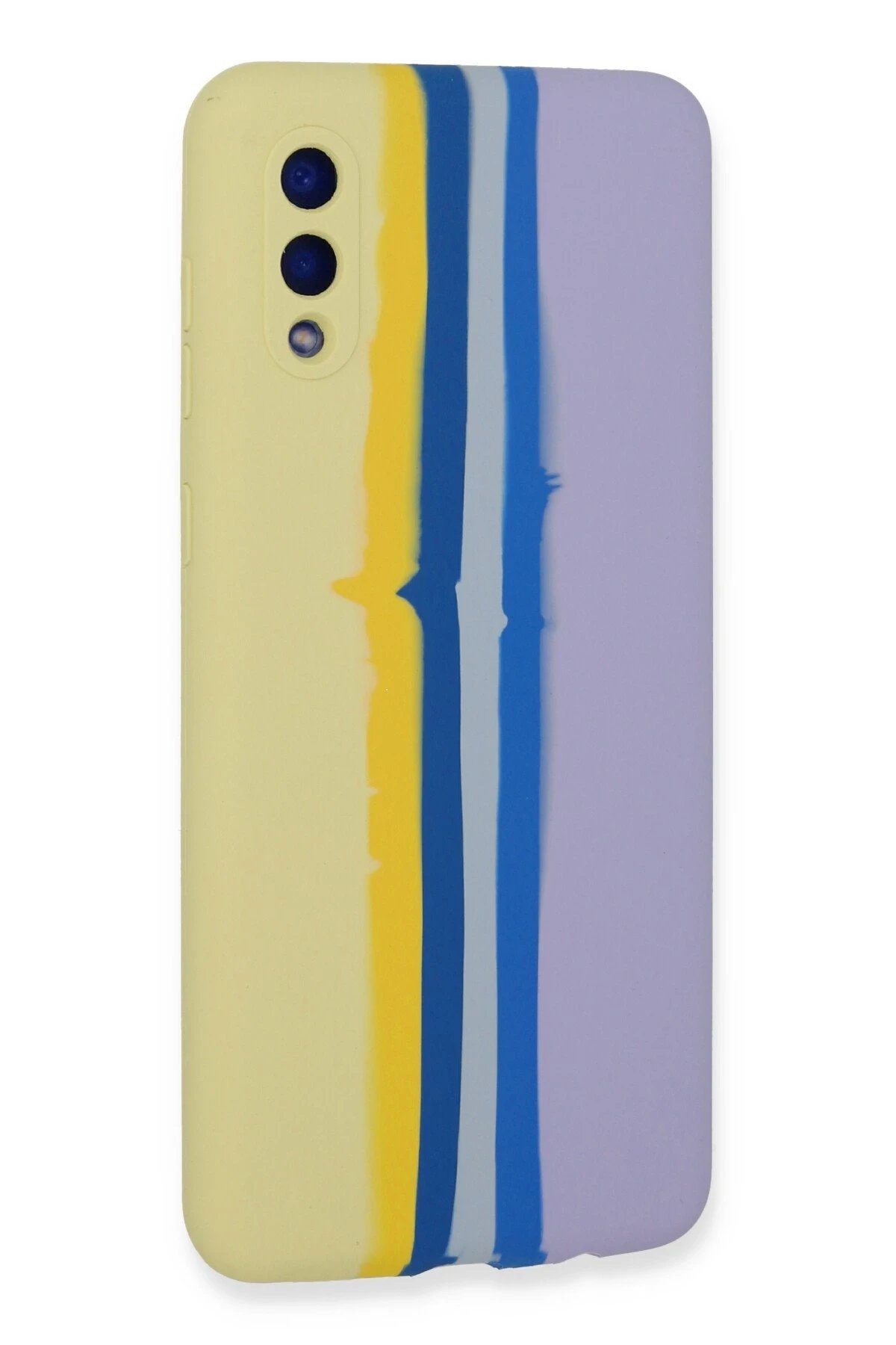 Newface Samsung Galaxy A02 Kılıf Ebruli Lansman Silikon - Sarı-Lila