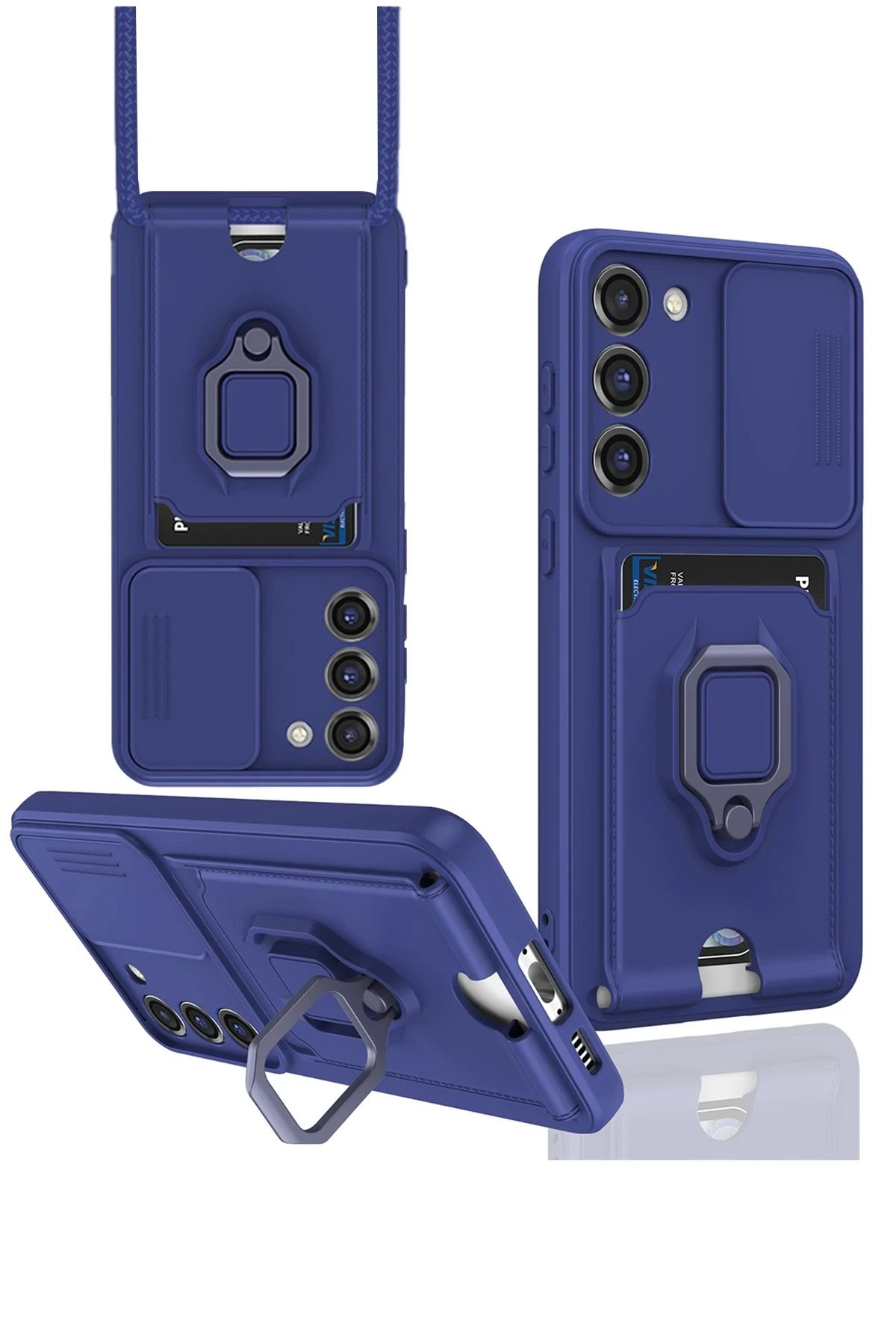 Newface Samsung Galaxy S23 Plus Kılıf Zuma Kartvizitli Yüzüklü Silikon - Lacivert