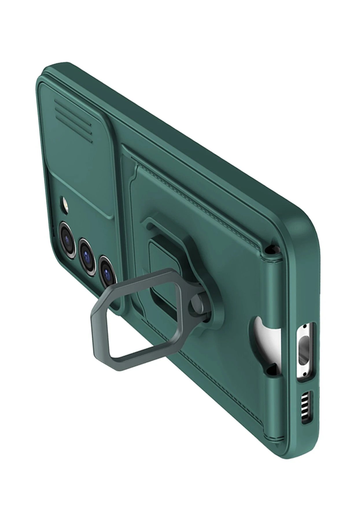 Newface Samsung Galaxy S23 Plus Kılıf Zuma Kartvizitli Yüzüklü Silikon - Yeşil