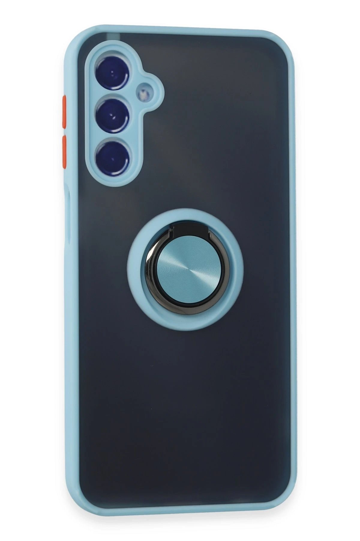 Newface Samsung Galaxy M34 5G Kılıf Montreal Yüzüklü Silikon Kapak - Buz Mavi