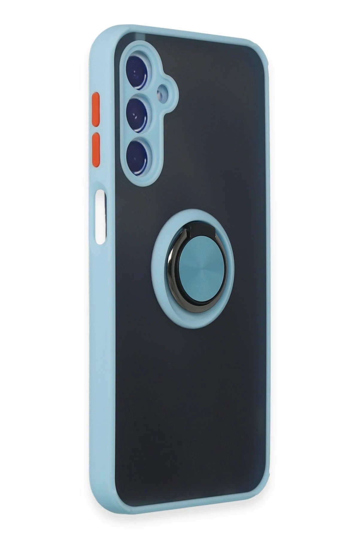 Newface Samsung Galaxy M34 5G Kılıf Montreal Yüzüklü Silikon Kapak - Buz Mavi