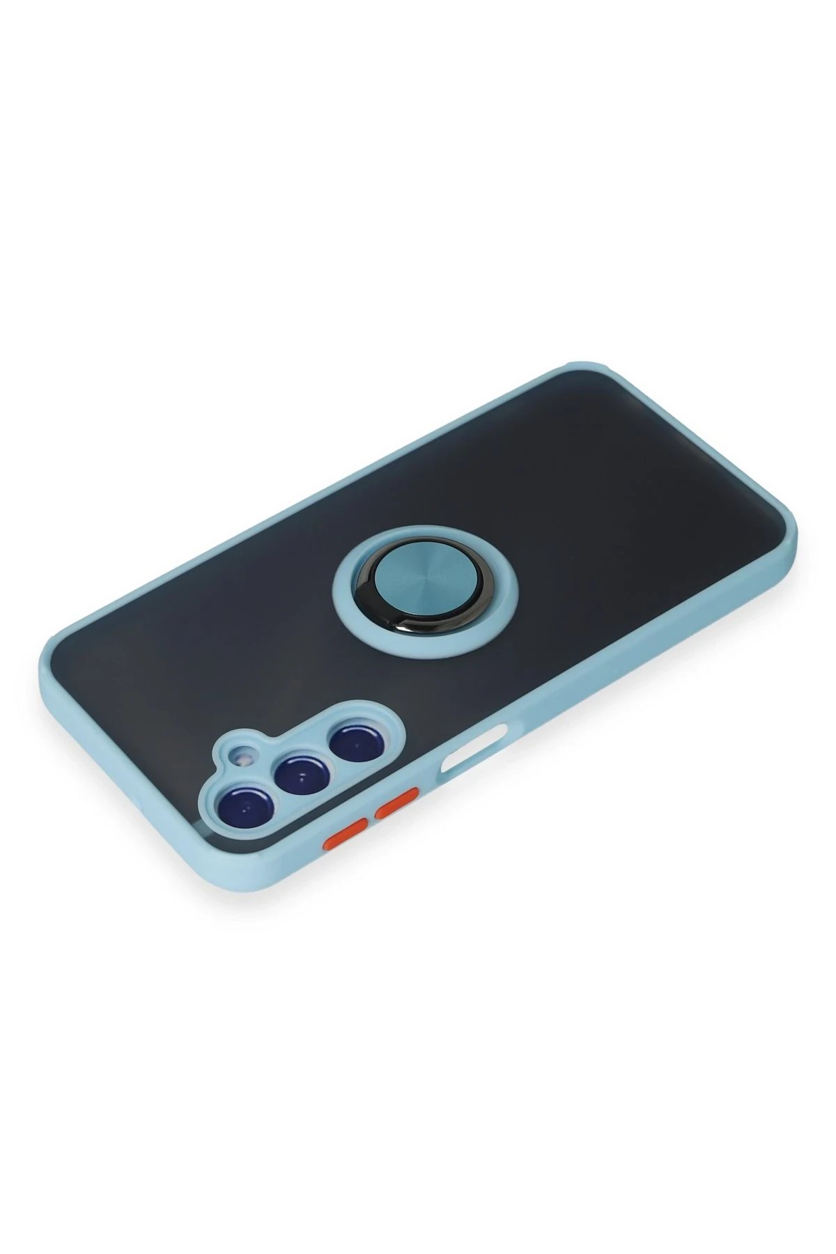 Newface Samsung Galaxy M34 5G Kılıf Montreal Yüzüklü Silikon Kapak - Buz Mavi