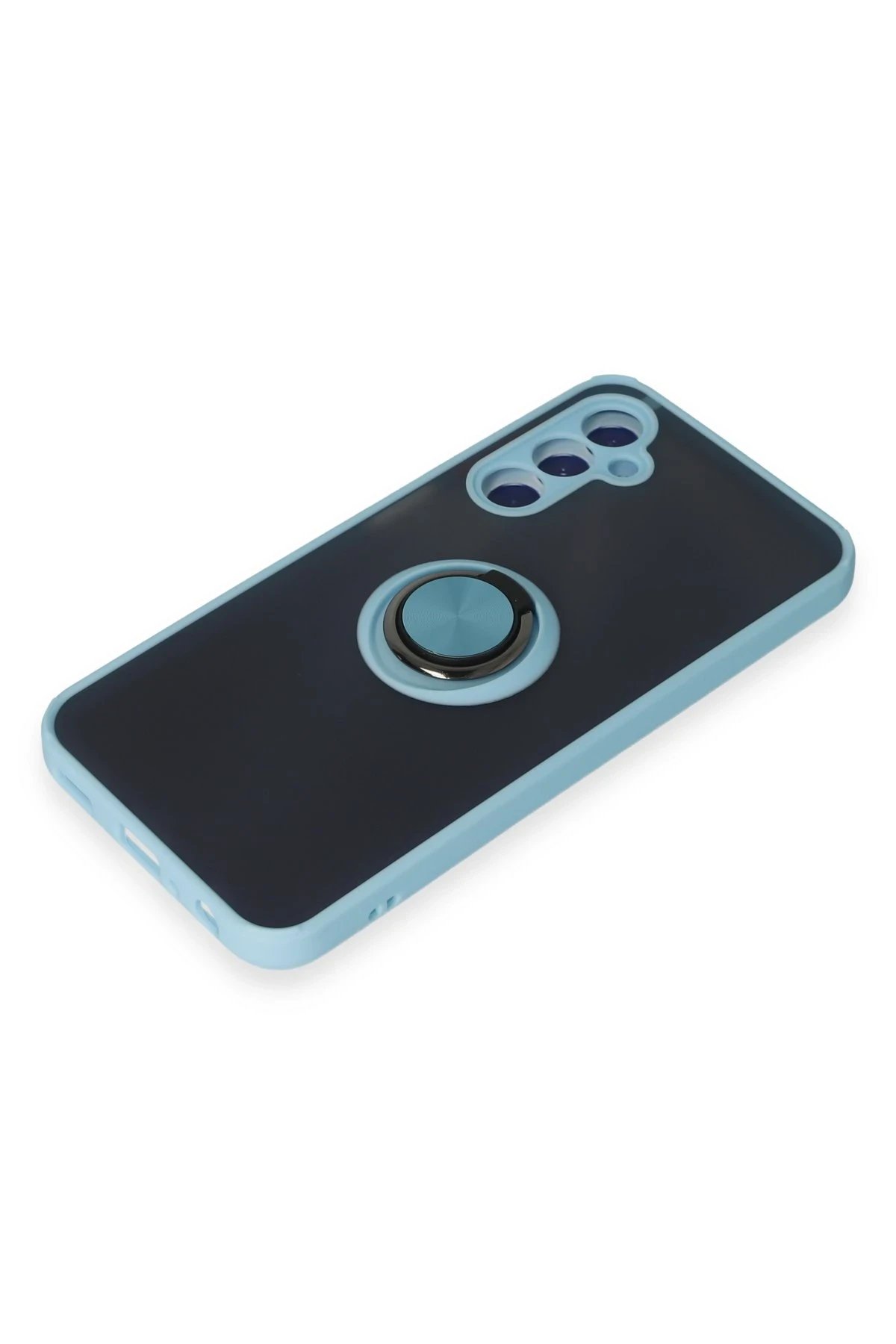 Newface Samsung Galaxy M34 5G Kılıf Montreal Yüzüklü Silikon Kapak - Buz Mavi