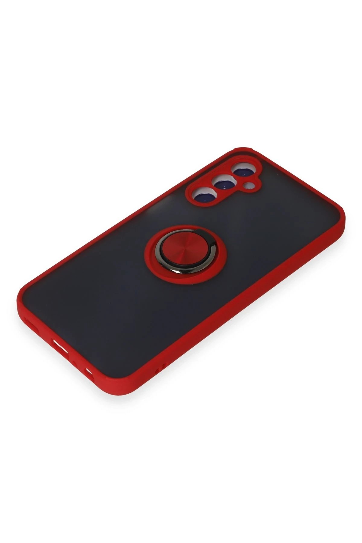 Newface Samsung Galaxy M34 5G Kılıf Montreal Yüzüklü Silikon Kapak - Kırmızı