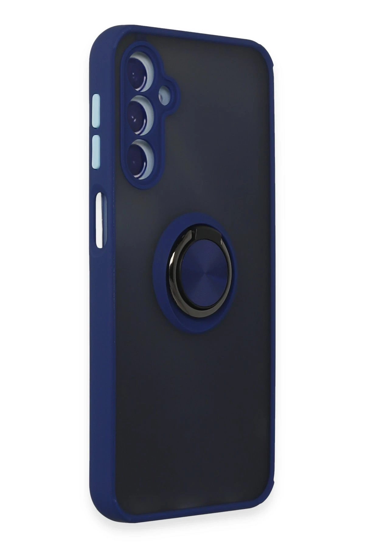 Newface Samsung Galaxy M34 5G Kılıf Montreal Yüzüklü Silikon Kapak - Lacivert