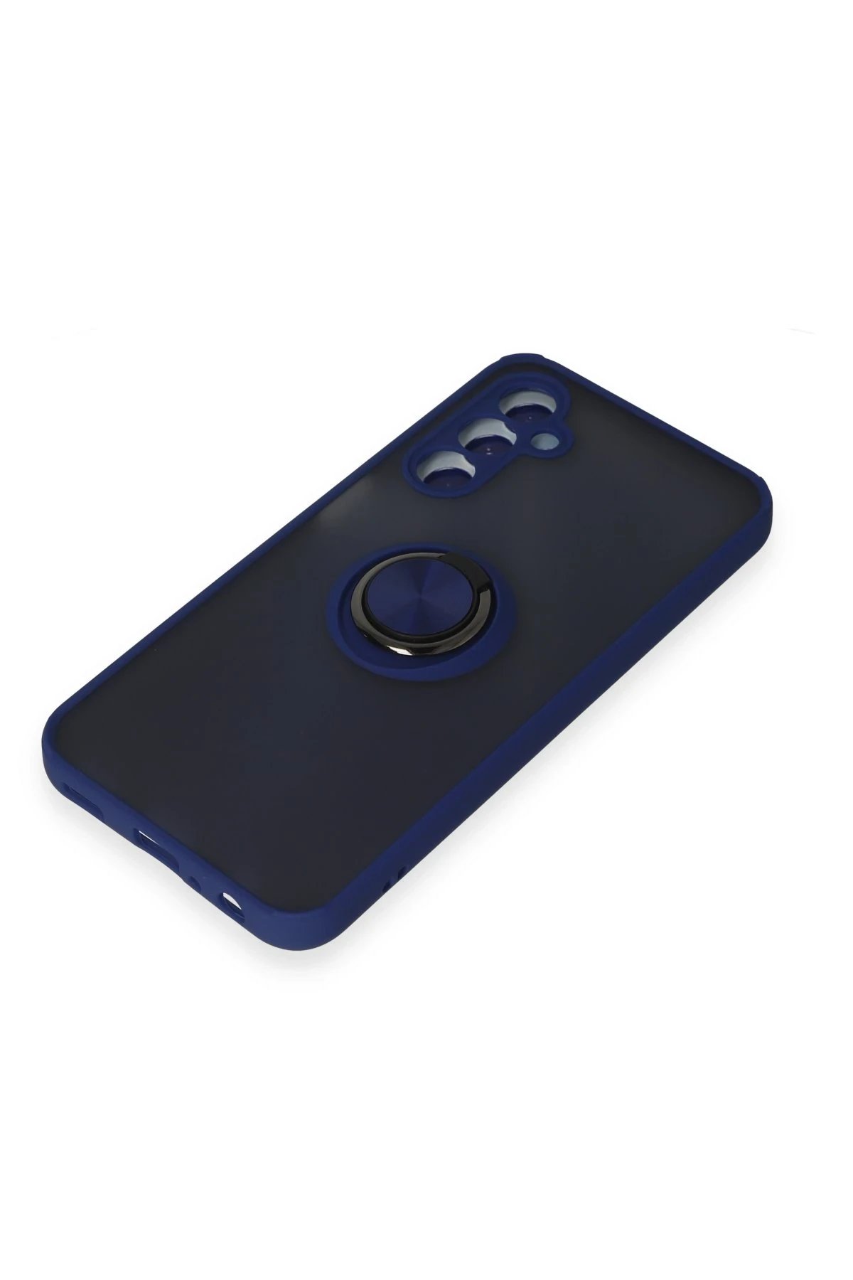 Newface Samsung Galaxy M34 5G Kılıf Montreal Yüzüklü Silikon Kapak - Lacivert