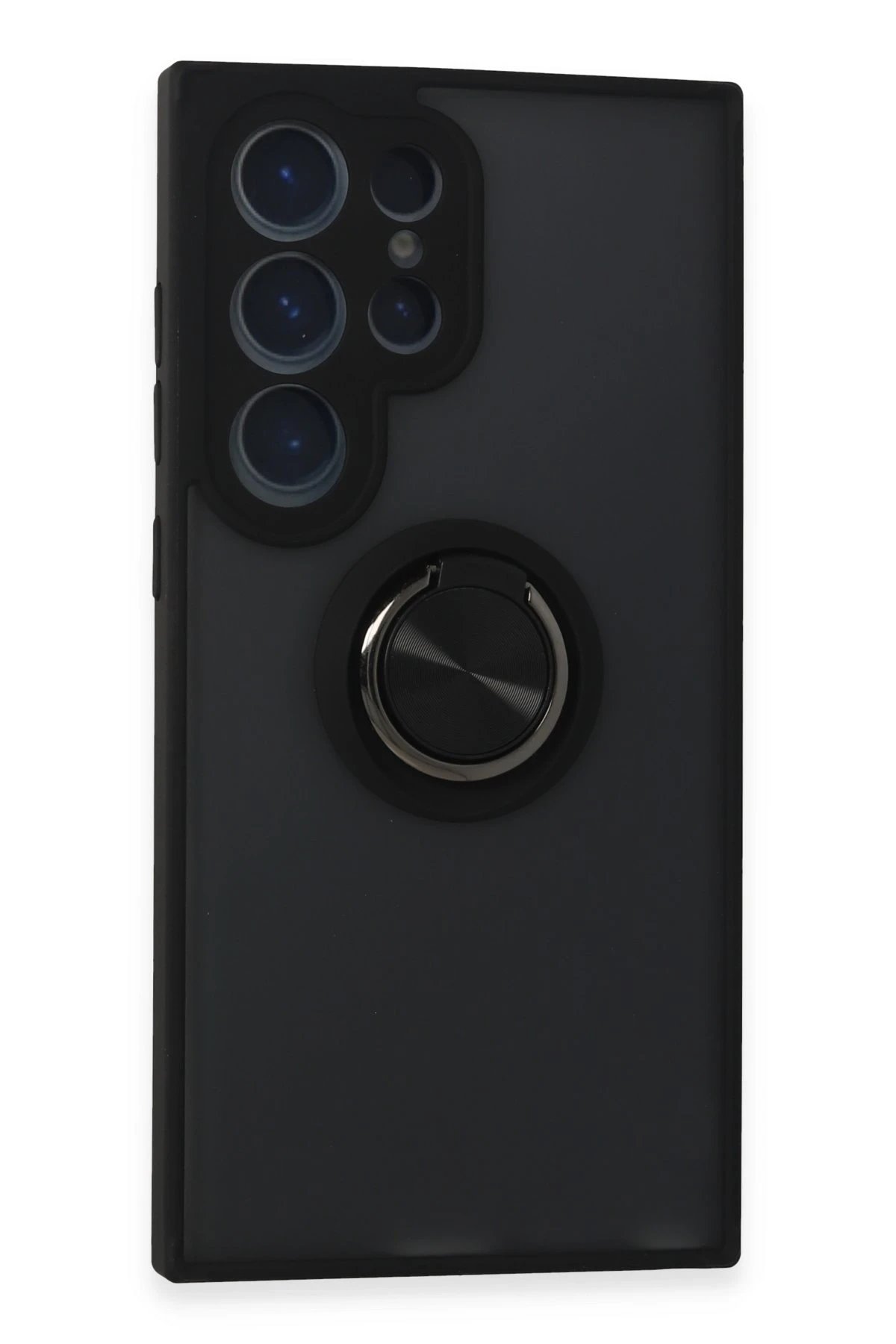 Newface Samsung Galaxy S24 Ultra Kılıf Montreal Yüzüklü Silikon Kapak - Siyah