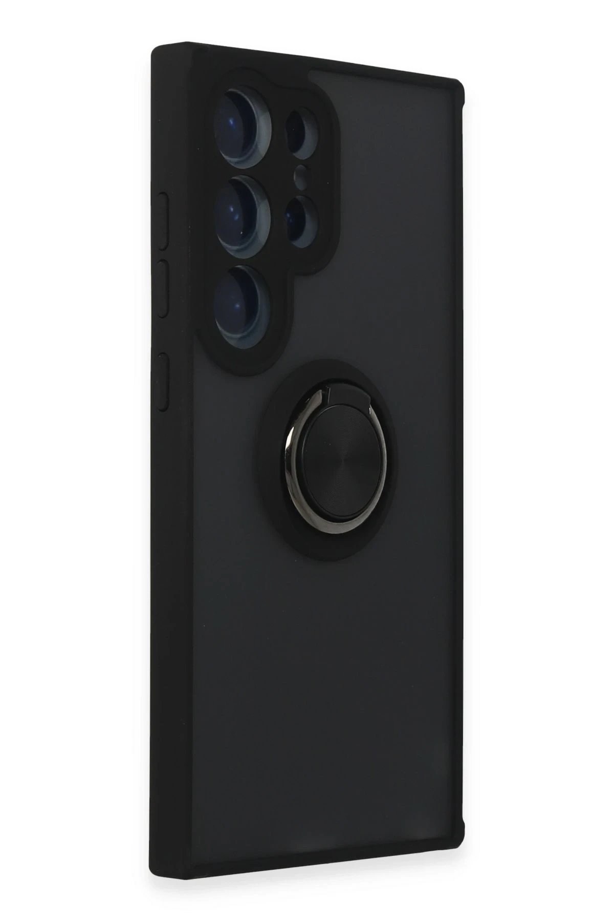 Newface Samsung Galaxy S24 Ultra Kılıf Montreal Yüzüklü Silikon Kapak - Siyah