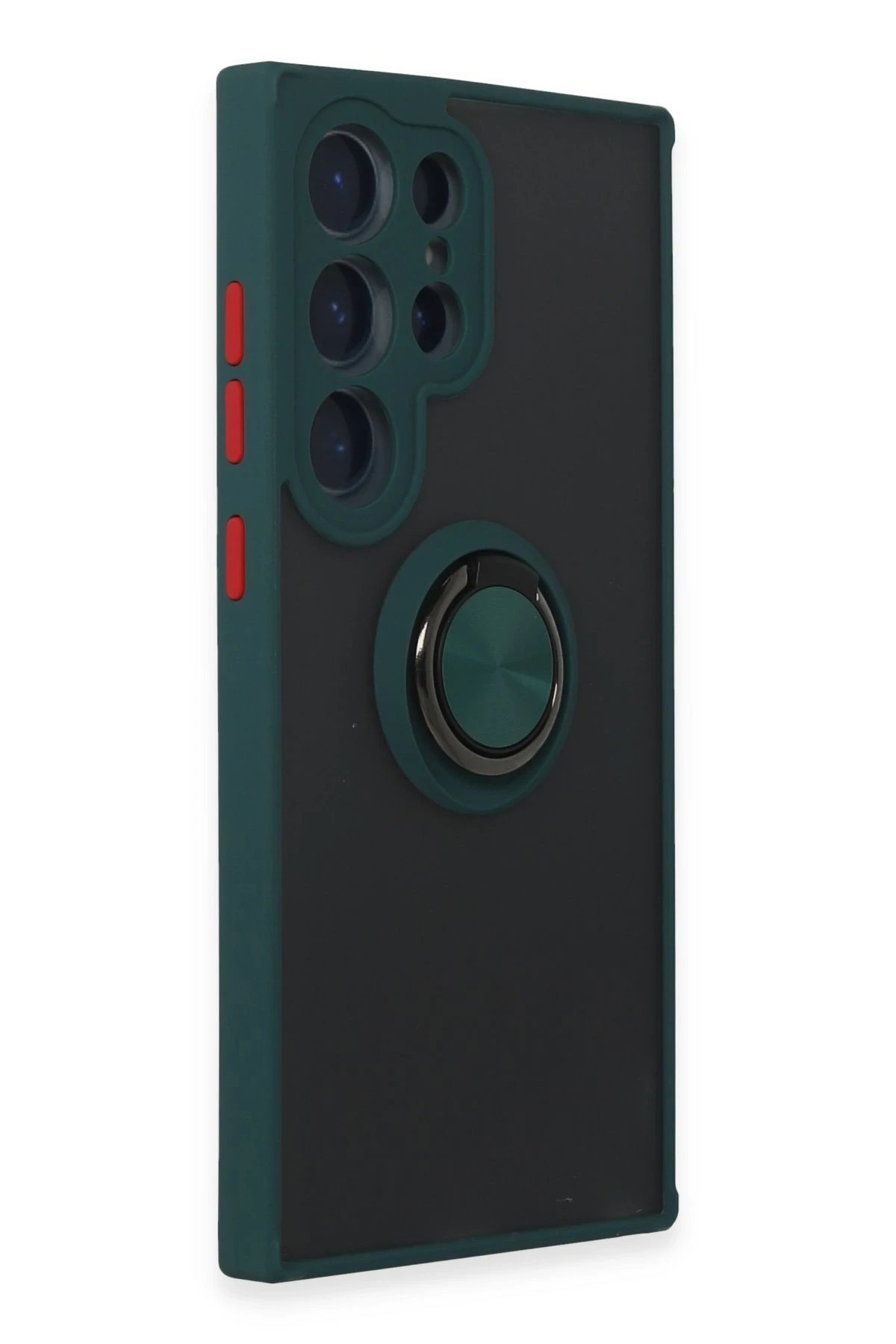 Newface Samsung Galaxy S24 Ultra Kılıf Montreal Yüzüklü Silikon Kapak - Yeşil