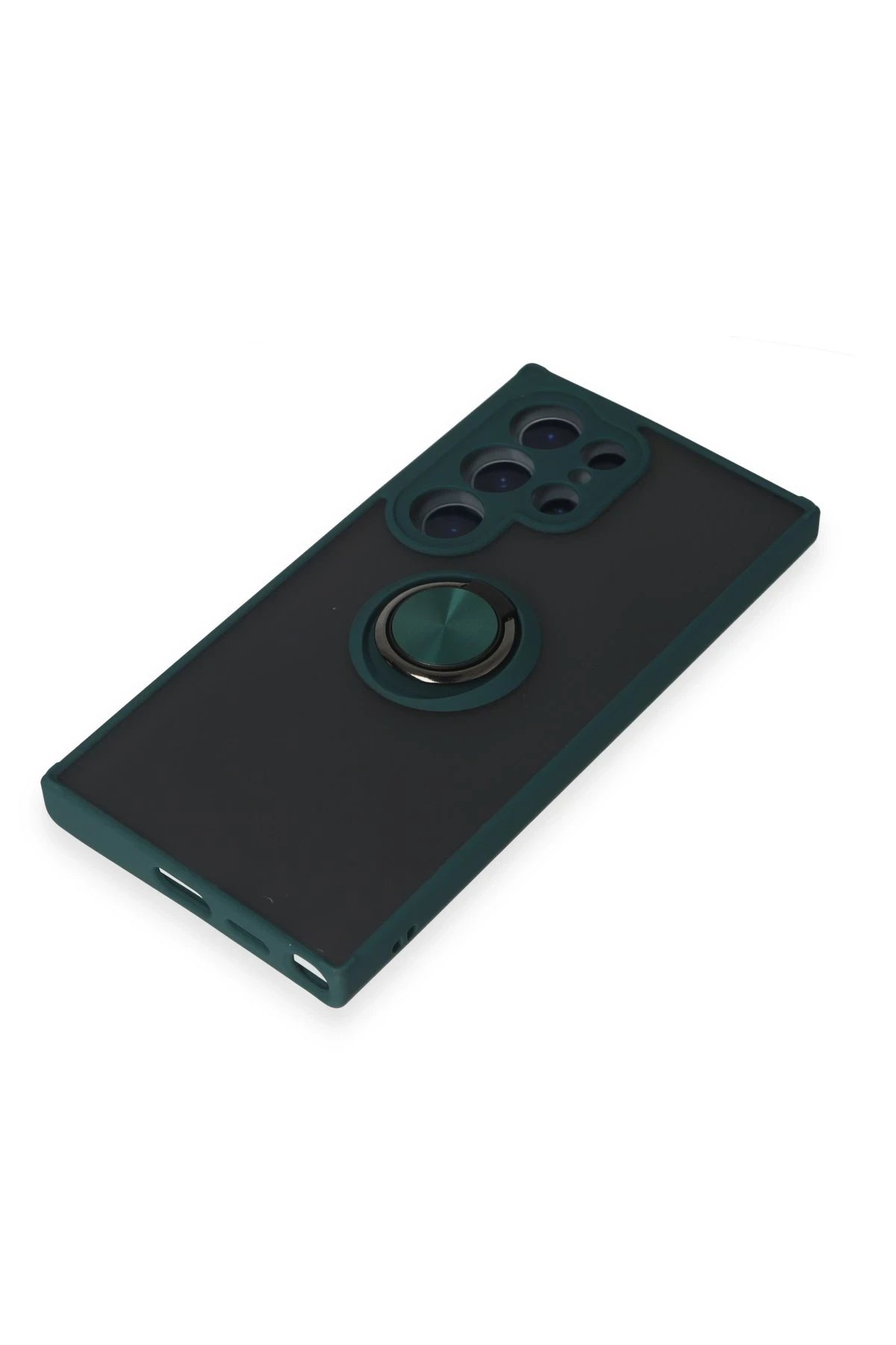 Newface Samsung Galaxy S24 Ultra Kılıf Montreal Yüzüklü Silikon Kapak - Yeşil