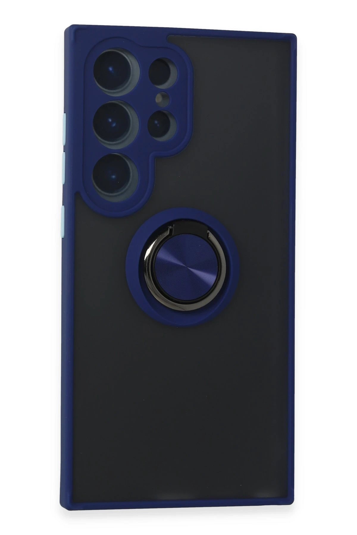 Newface Samsung Galaxy S24 Ultra Kılıf Montreal Yüzüklü Silikon Kapak - Lacivert