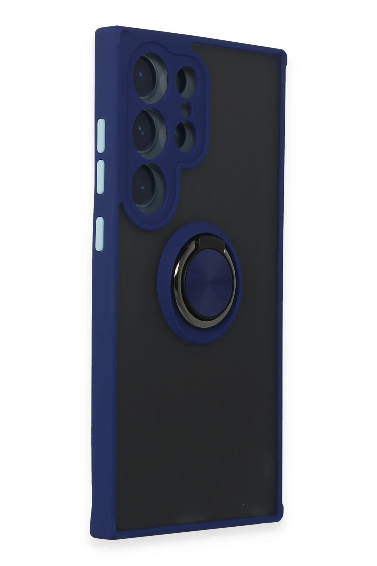 Newface Samsung Galaxy S24 Ultra Kılıf Montreal Yüzüklü Silikon Kapak - Lacivert