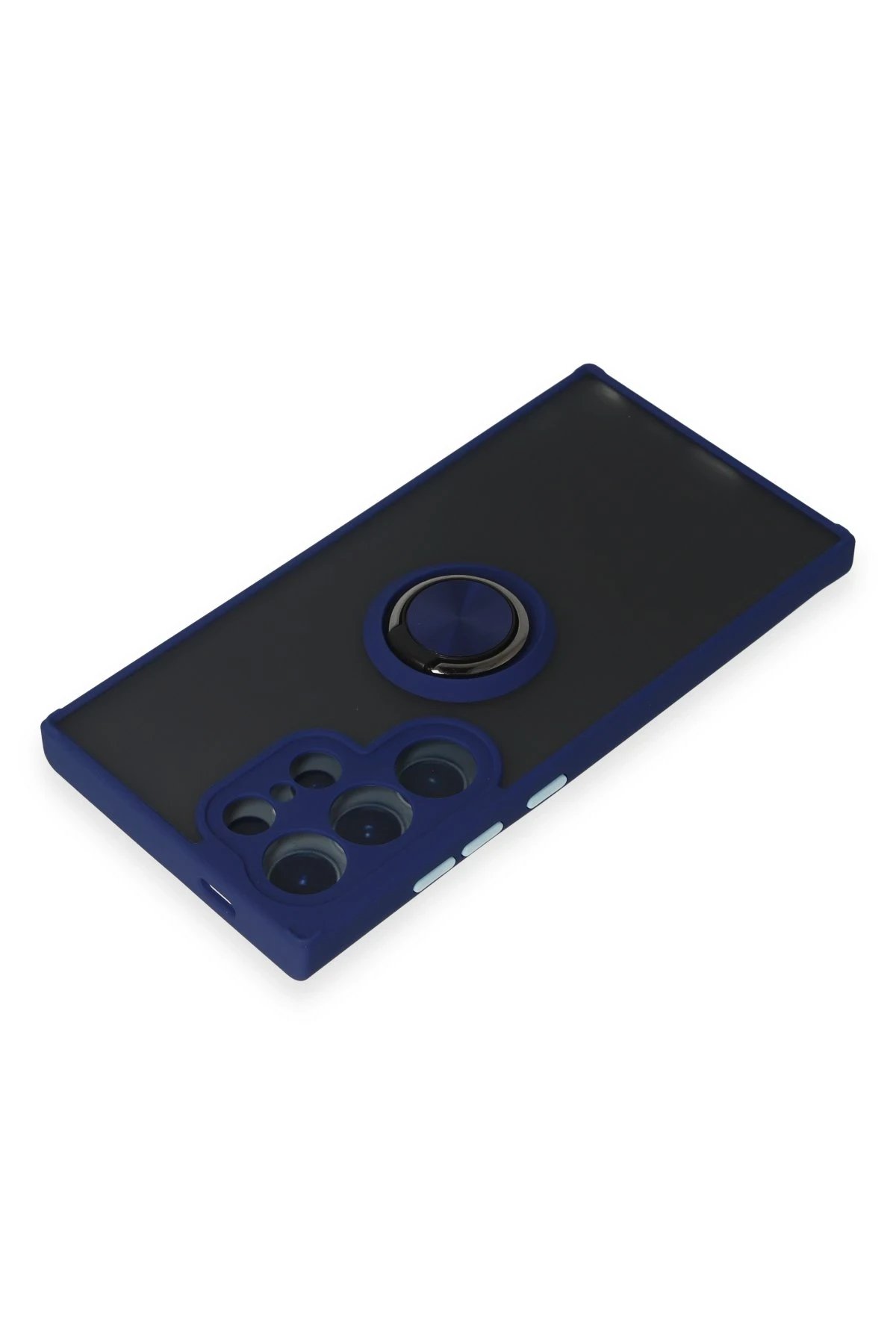 Newface Samsung Galaxy S24 Ultra Kılıf Montreal Yüzüklü Silikon Kapak - Lacivert