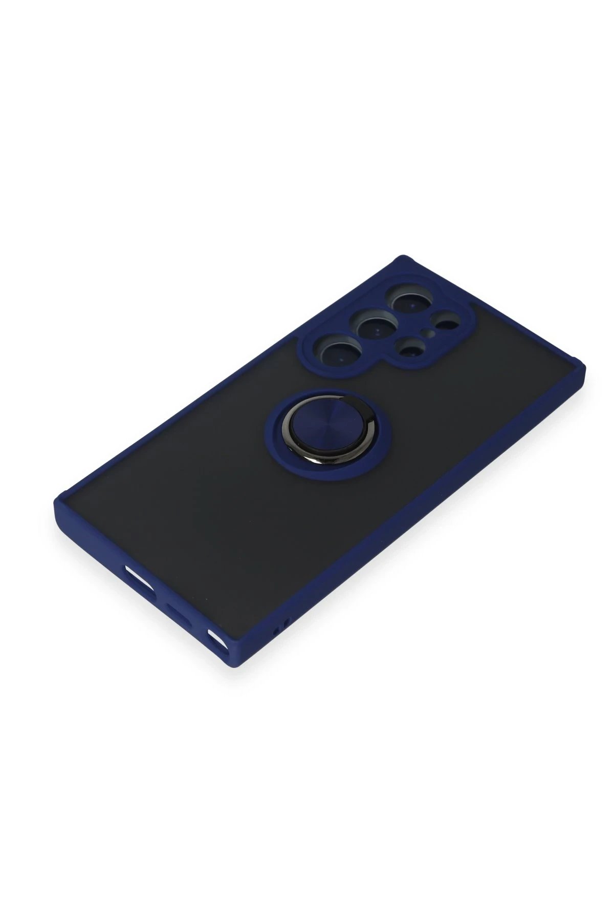 Newface Samsung Galaxy S24 Ultra Kılıf Montreal Yüzüklü Silikon Kapak - Lacivert