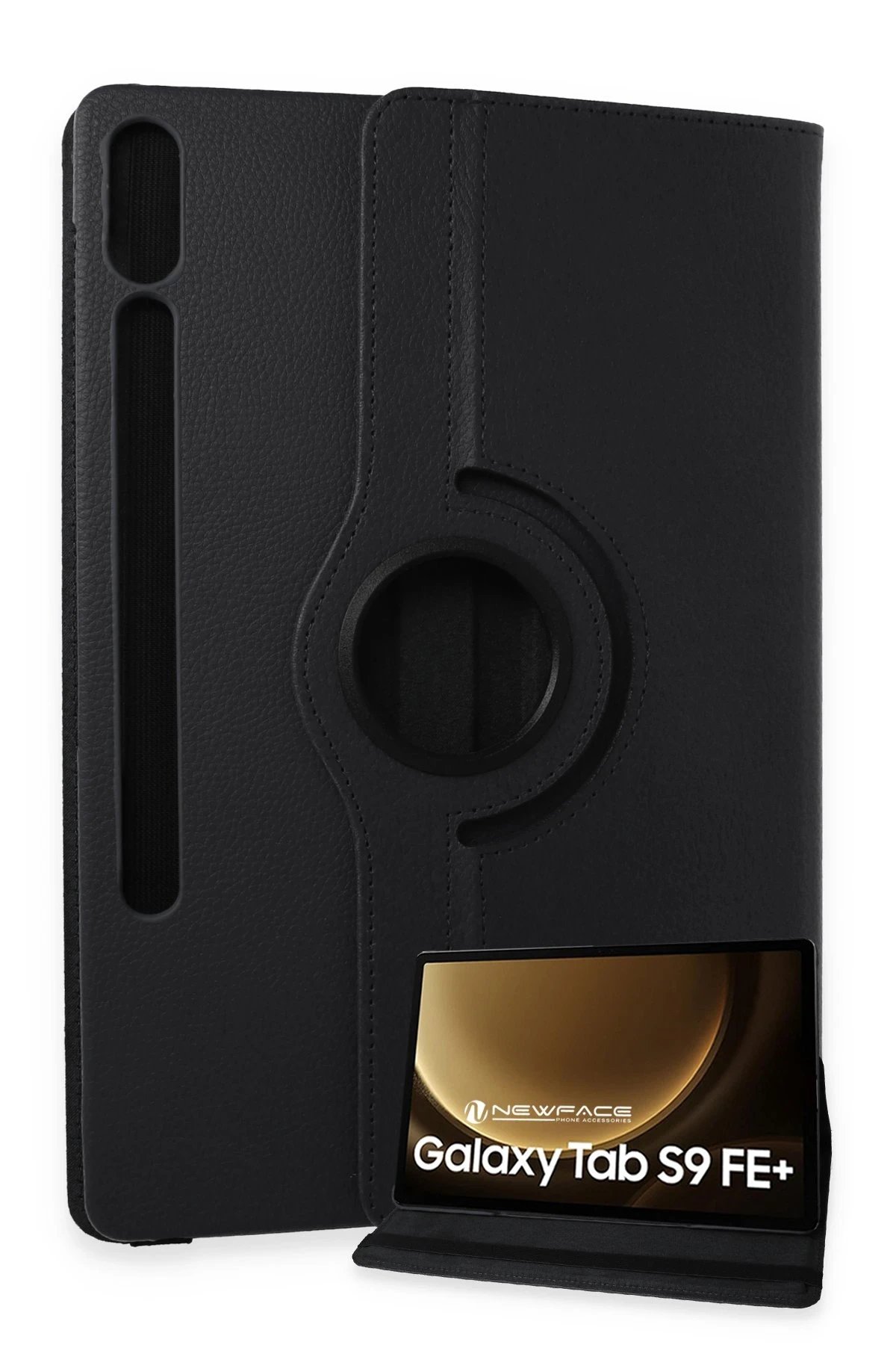 Newface Samsung Galaxy X610 Tab S9 FE Plus 12.4 Kılıf 360 Tablet Deri Kılıf - Siyah