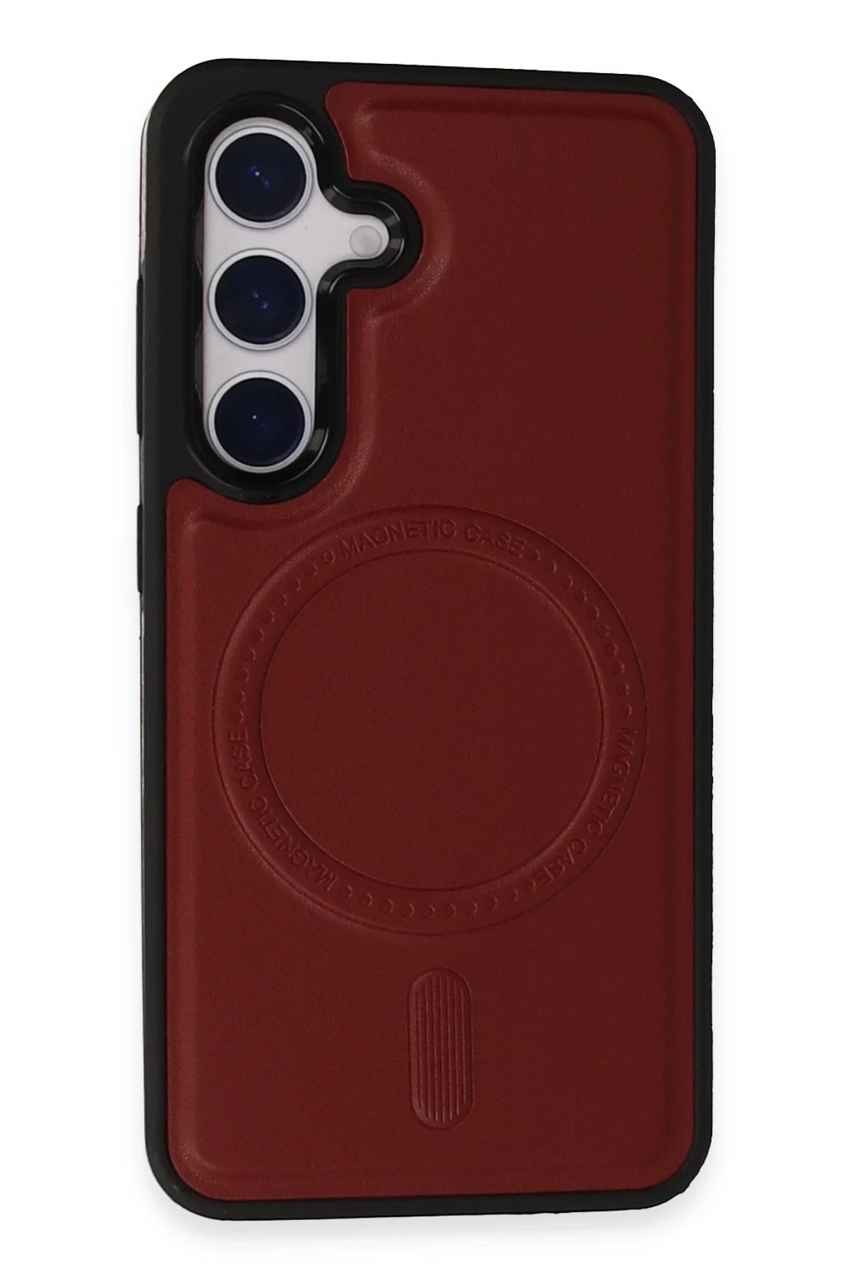 Newface Samsung Galaxy S24 Kılıf Ozzi Magsafe Deri Kapak - Kırmızı