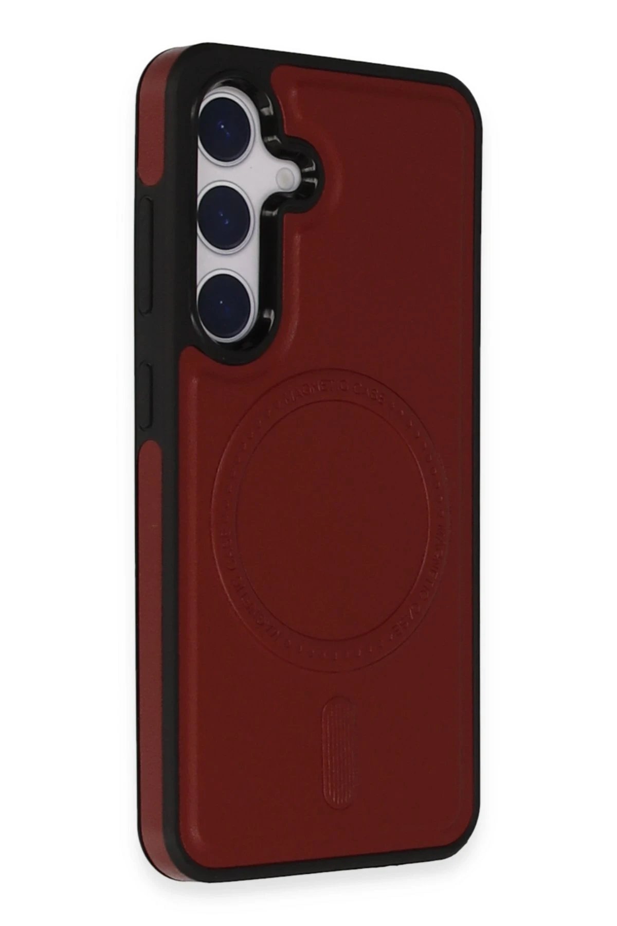 Newface Samsung Galaxy S24 Kılıf Ozzi Magsafe Deri Kapak - Kırmızı