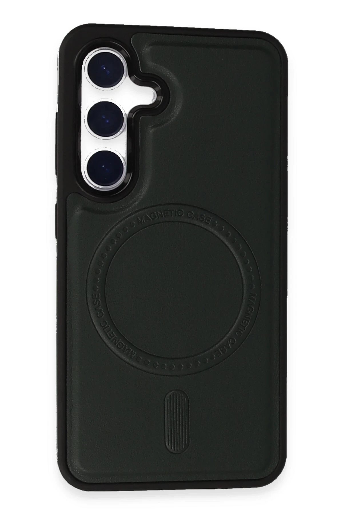 Newface Samsung Galaxy S24 Kılıf Ozzi Magsafe Deri Kapak - Koyu Yeşil