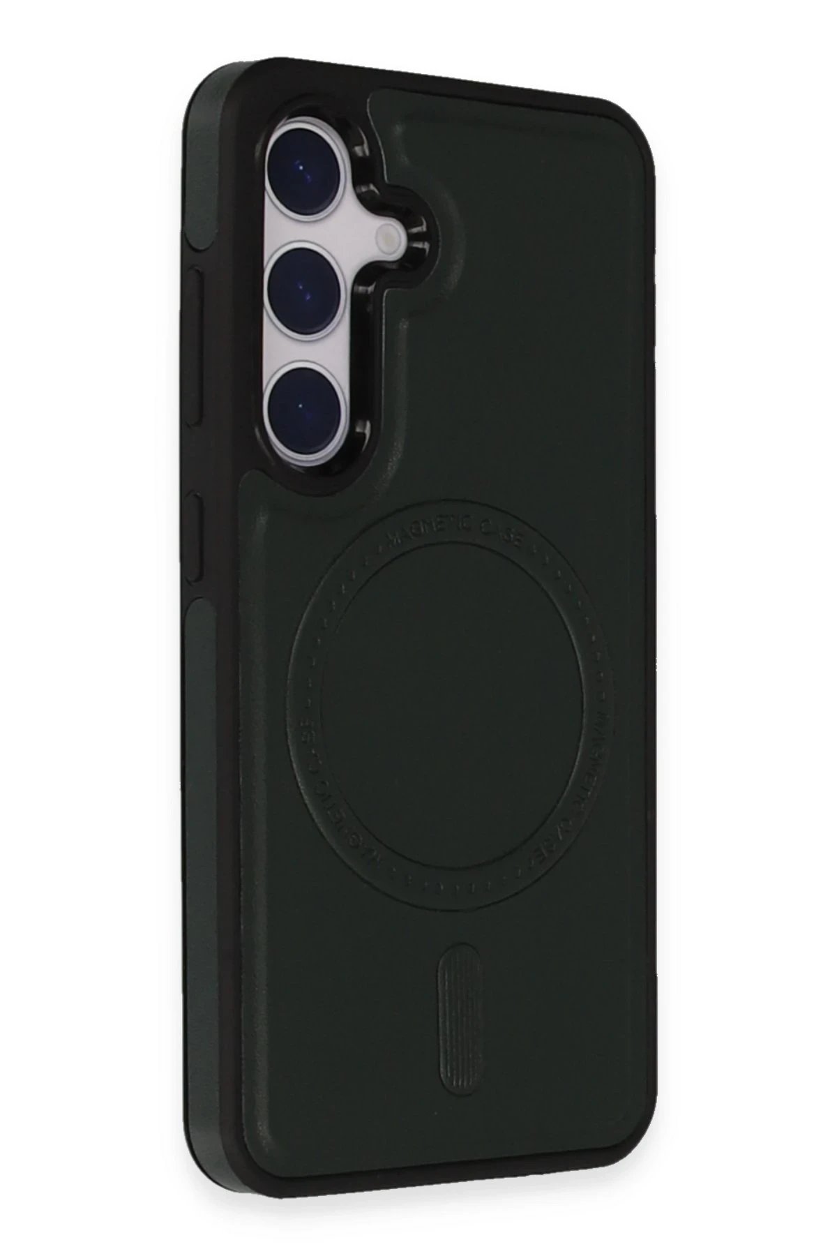 Newface Samsung Galaxy S24 Kılıf Ozzi Magsafe Deri Kapak - Koyu Yeşil