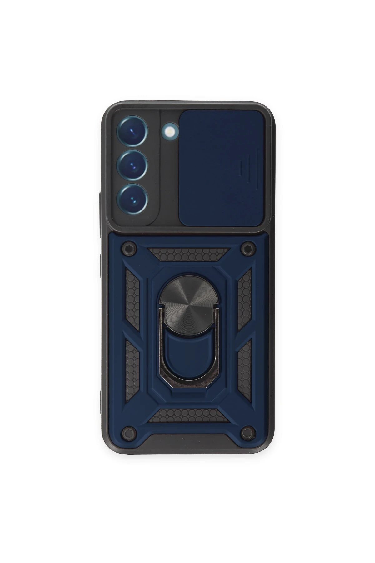 Newface Samsung Galaxy S24 Kılıf Pars Lens Yüzüklü Silikon - Lacivert