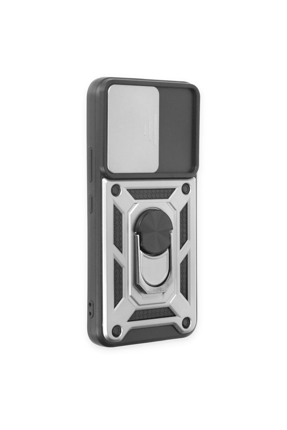 Newface Samsung Galaxy S24 Kılıf Pars Lens Yüzüklü Silikon - Gümüş