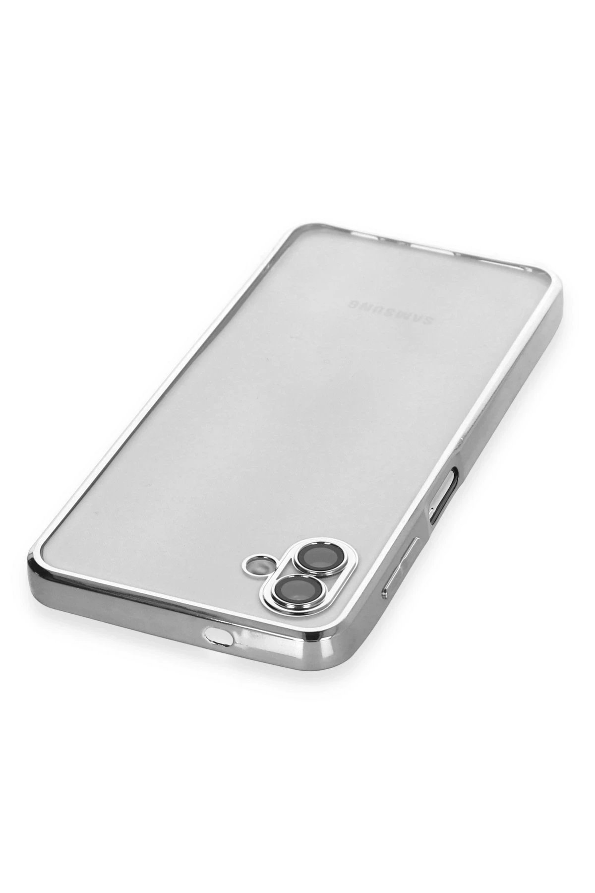 Newface Samsung Galaxy A04 Kılıf Razer Lensli Silikon - Gümüş