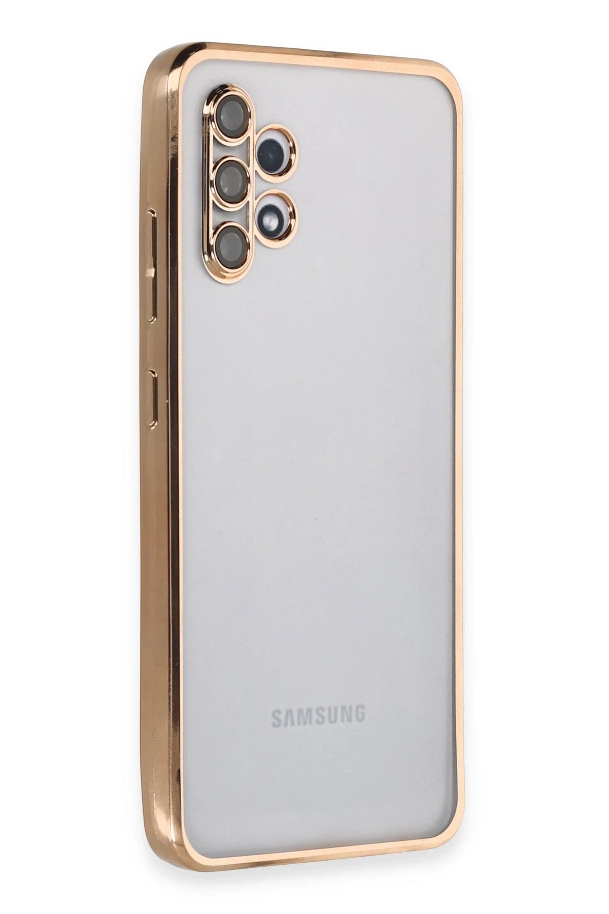 Newface Samsung Galaxy A32 Kılıf Razer Lensli Silikon - Gold