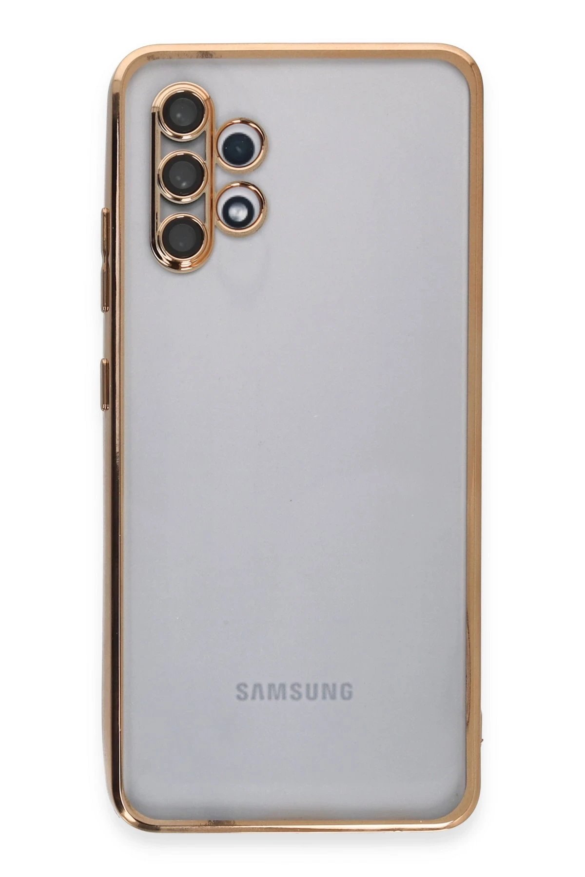 Newface Samsung Galaxy A32 Kılıf Razer Lensli Silikon - Gold